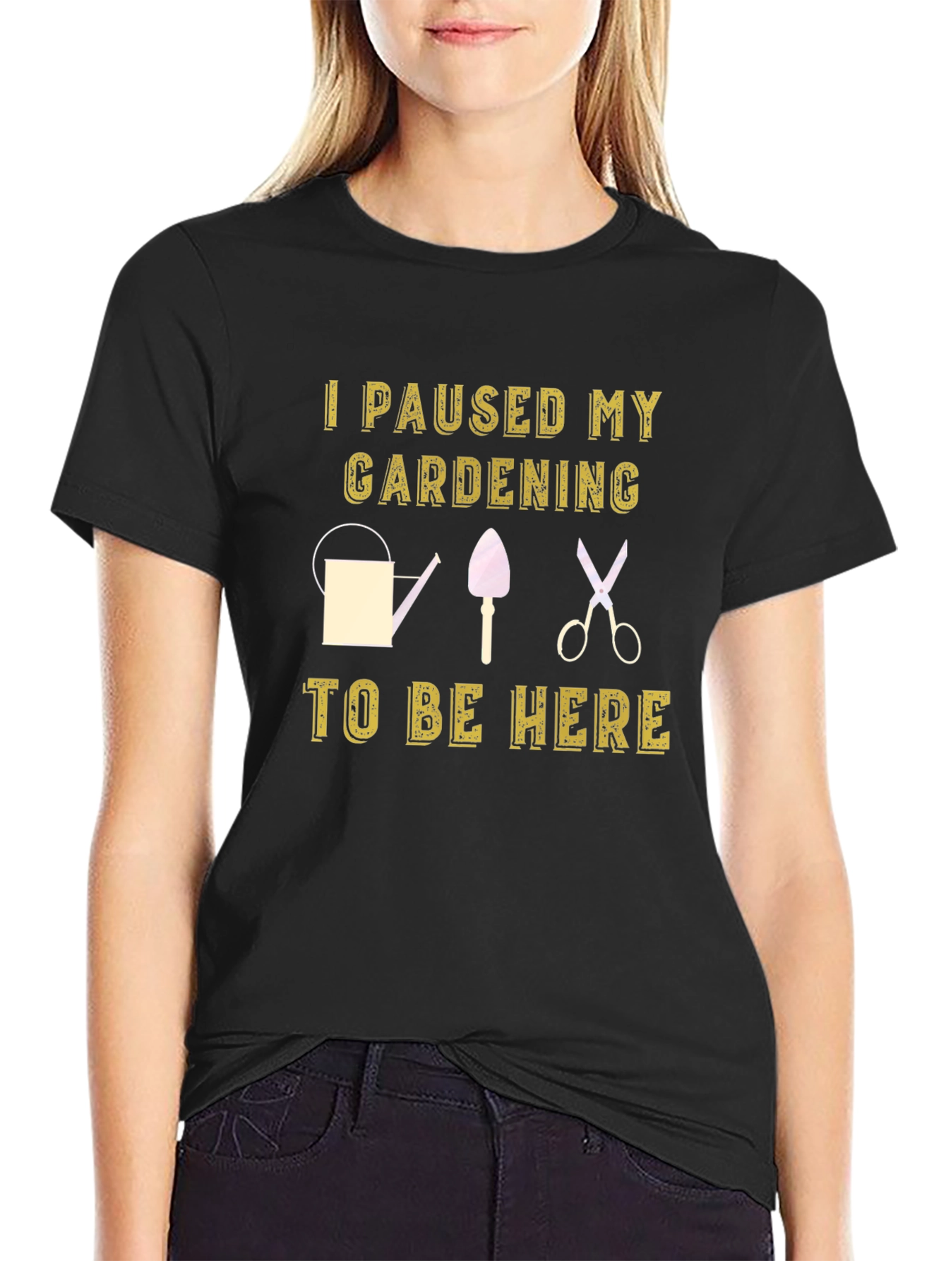 Black Gardening Pause T-Shirt - Humor Tee view 2
