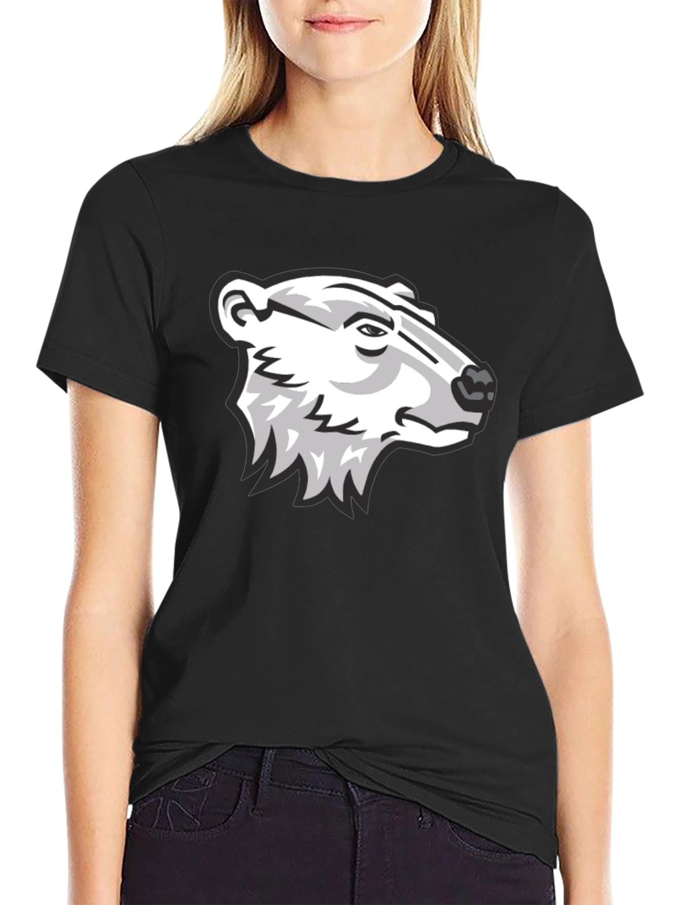 Black Cool Bear Graphic Black T-Shirt view 2