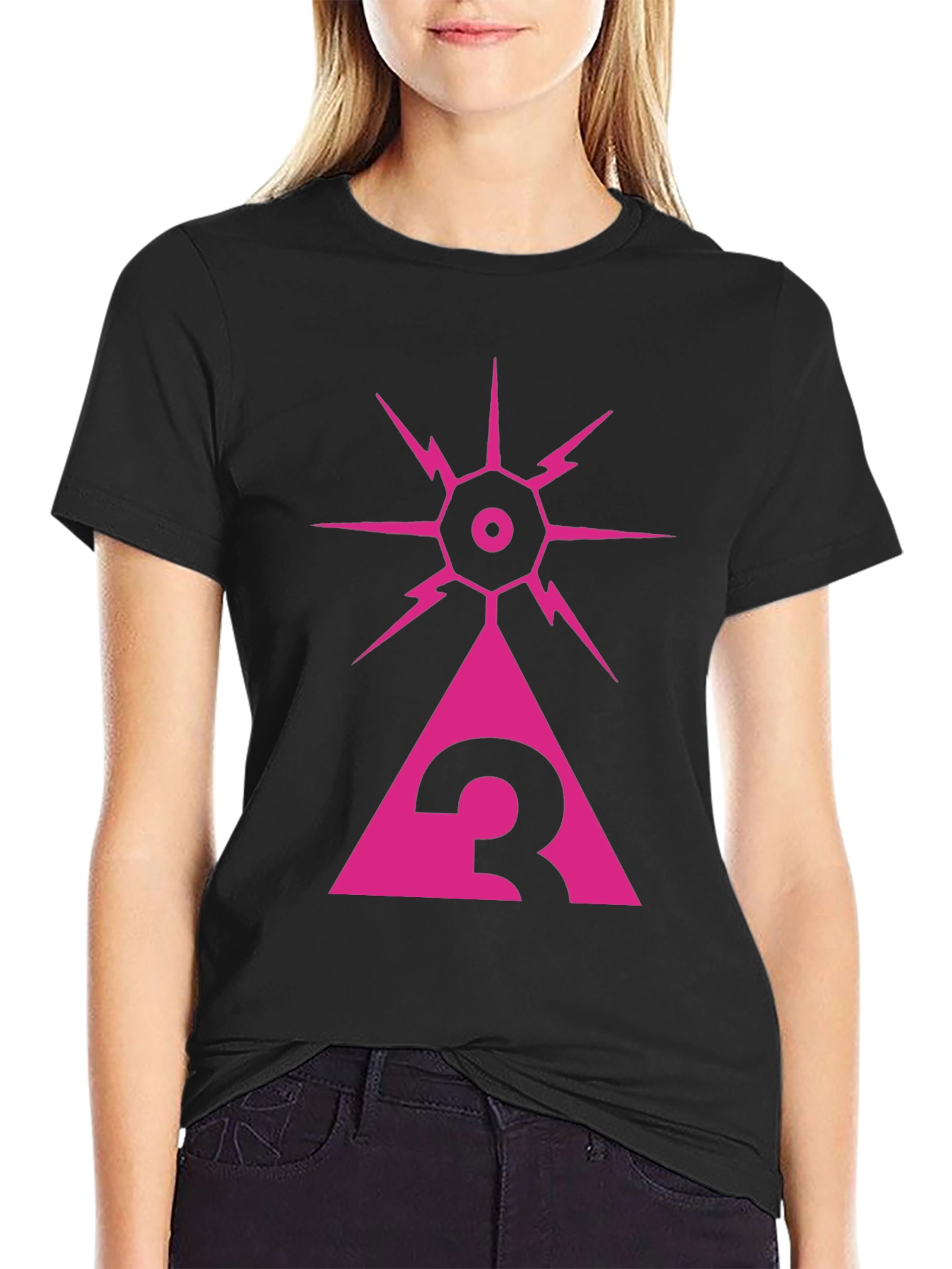 Black Eye of Providence Triangle Graphic Tee - Black view 2