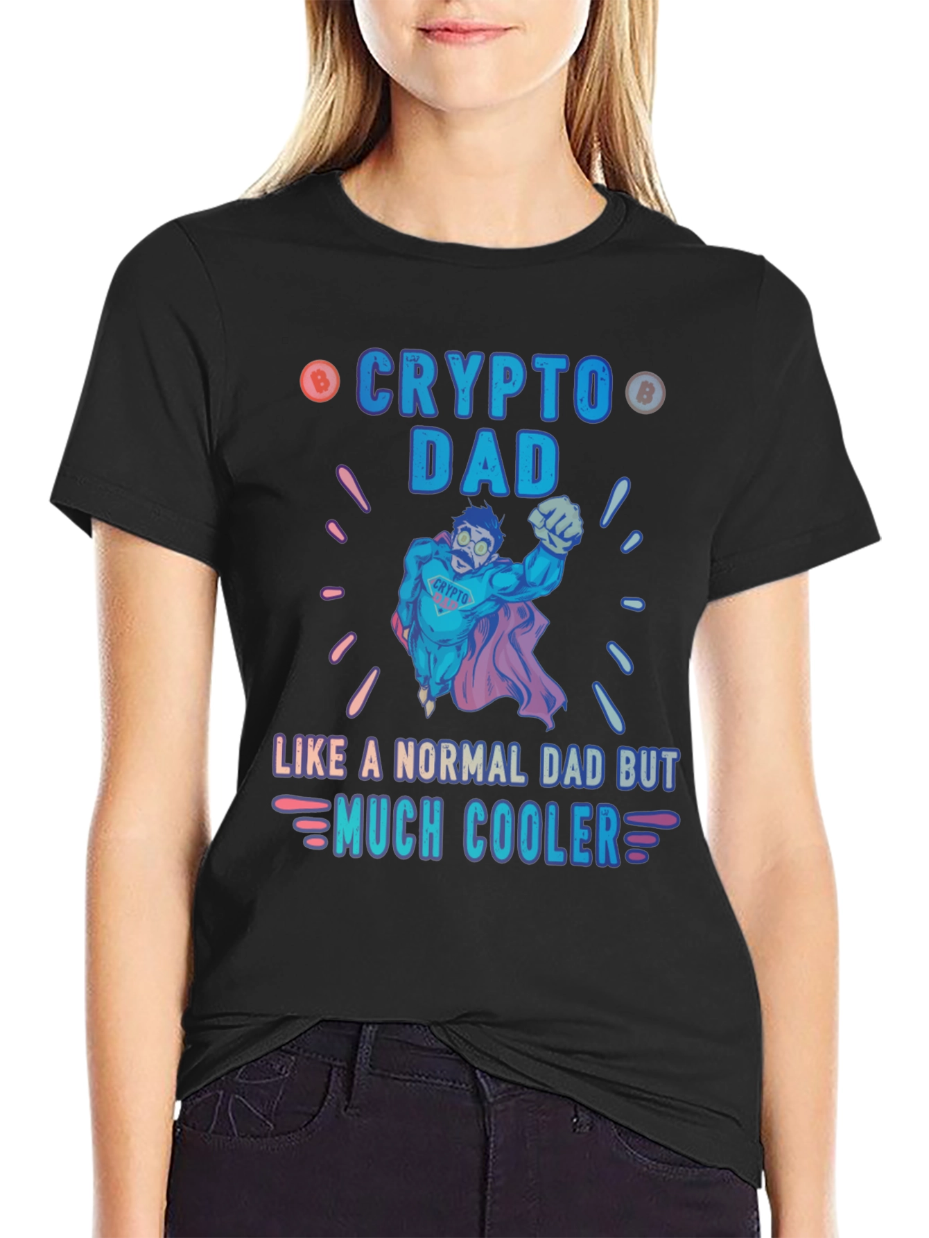 Black Crypto Dad T-Shirt - Like a Normal Dad But Much Cooler view 2