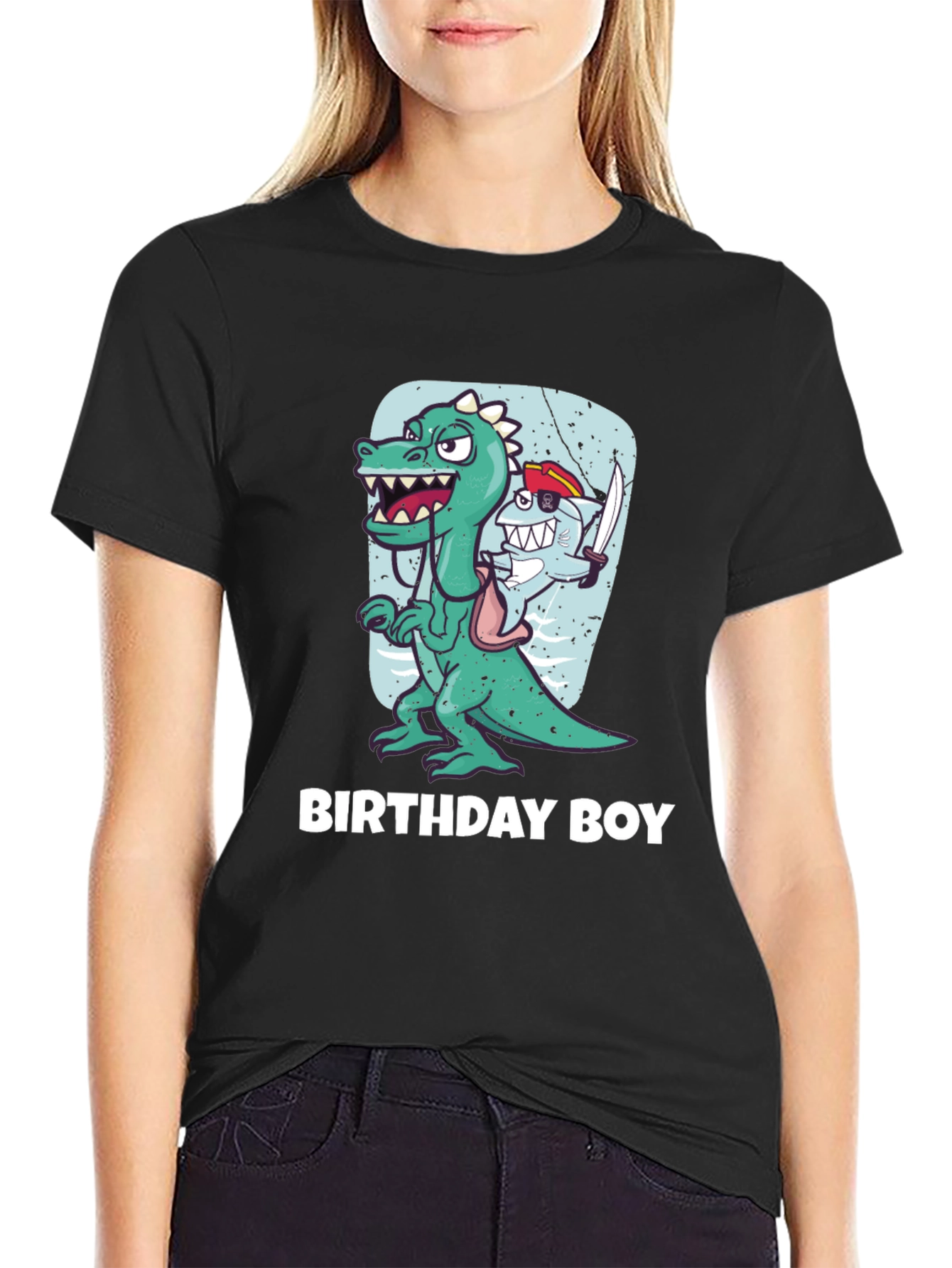 Black Birthday Boy Dinosaur T-Shirt view 2