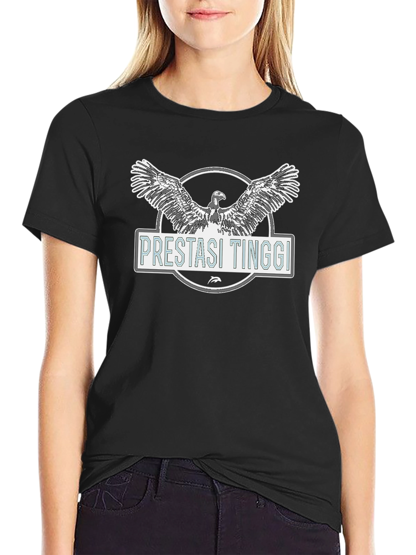 Black Pretasi Tinggi Eagle Graphic Black T-Shirt view 2