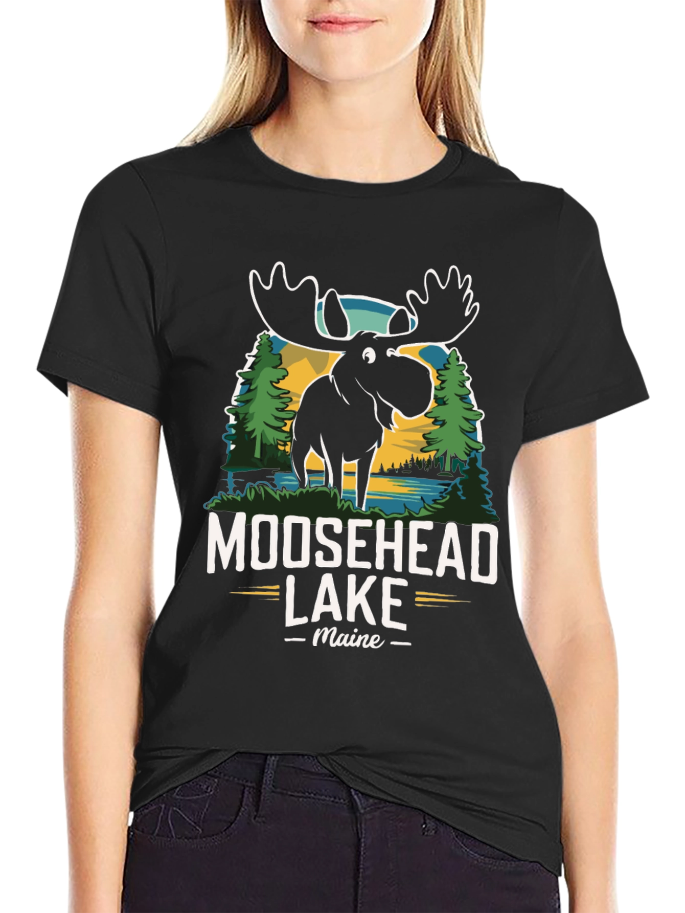 Black Moosehead Lake Maine Graphic Tee view 2