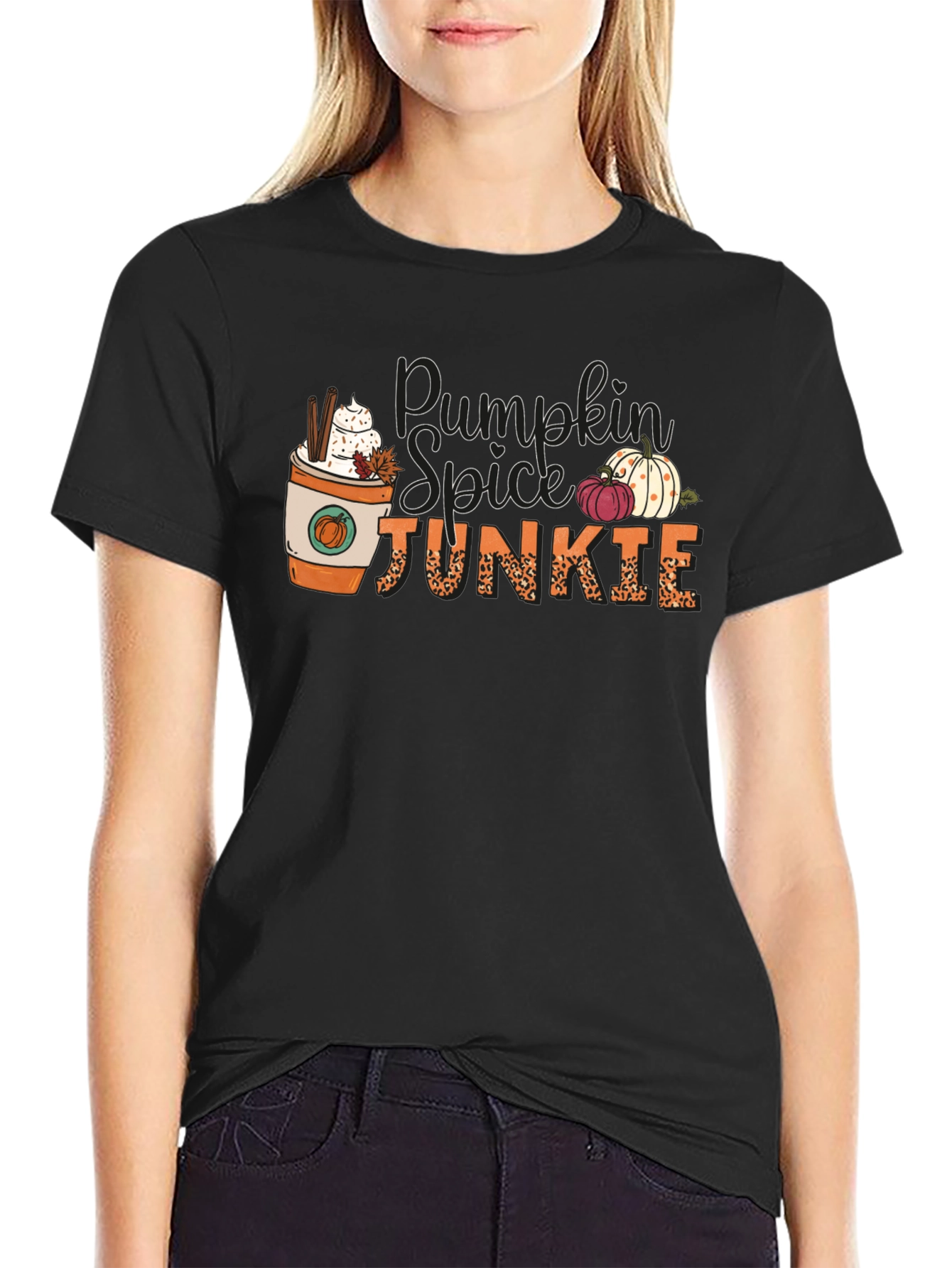Black Pumpkin Spice Junkie Black Tee view 2