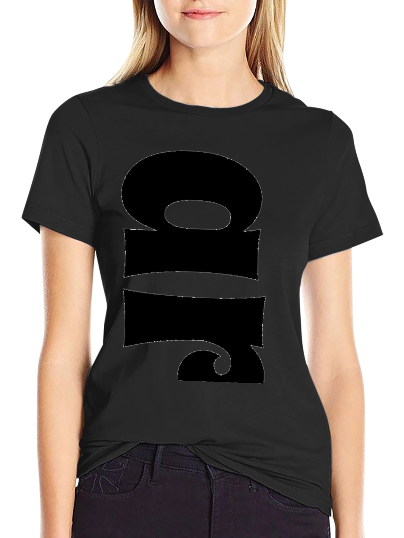 Black Bold Graphic Print Black T-Shirt view 2
