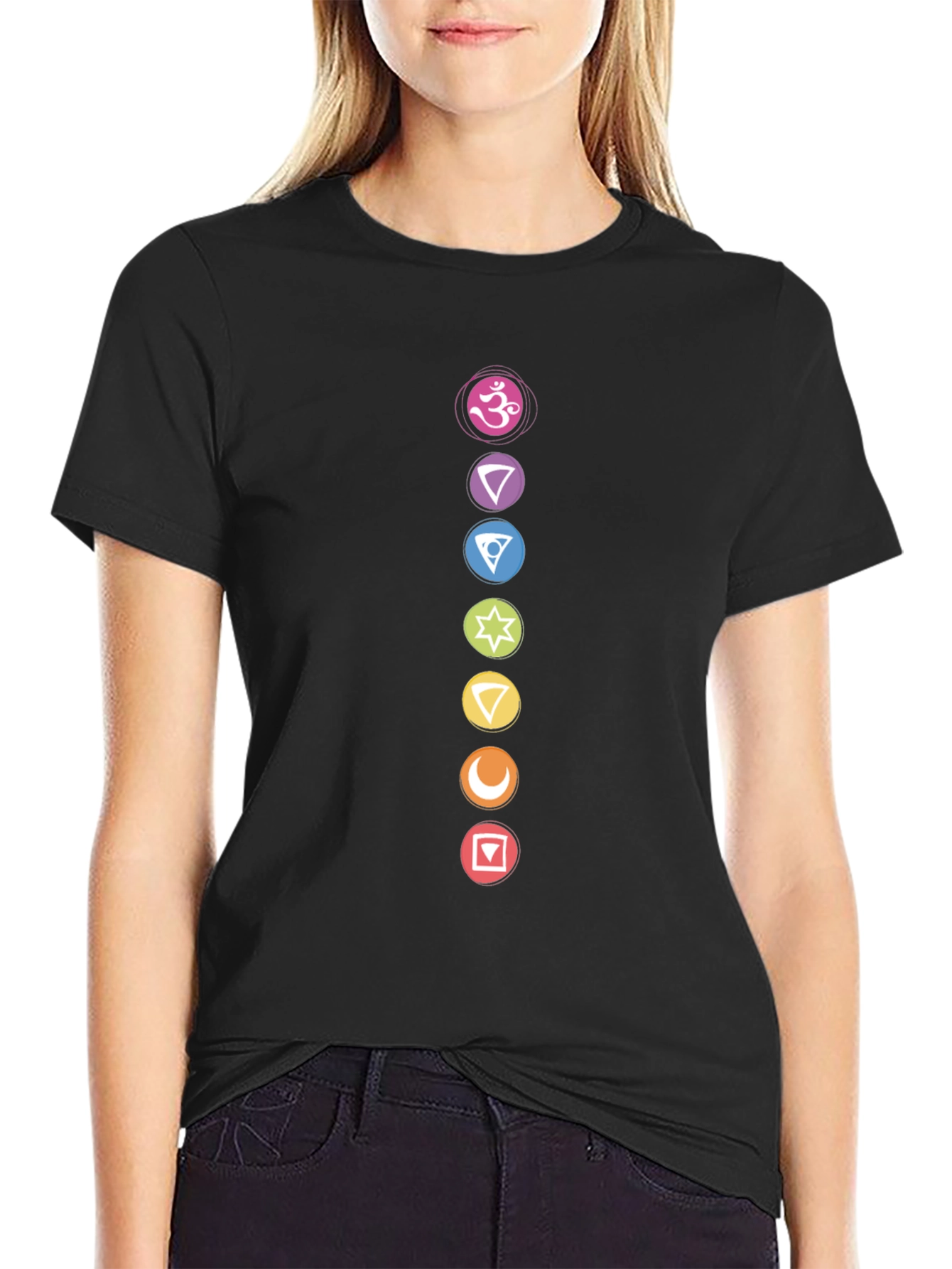 Black Chakra Symbol Graphic Print Black T-Shirt view 2