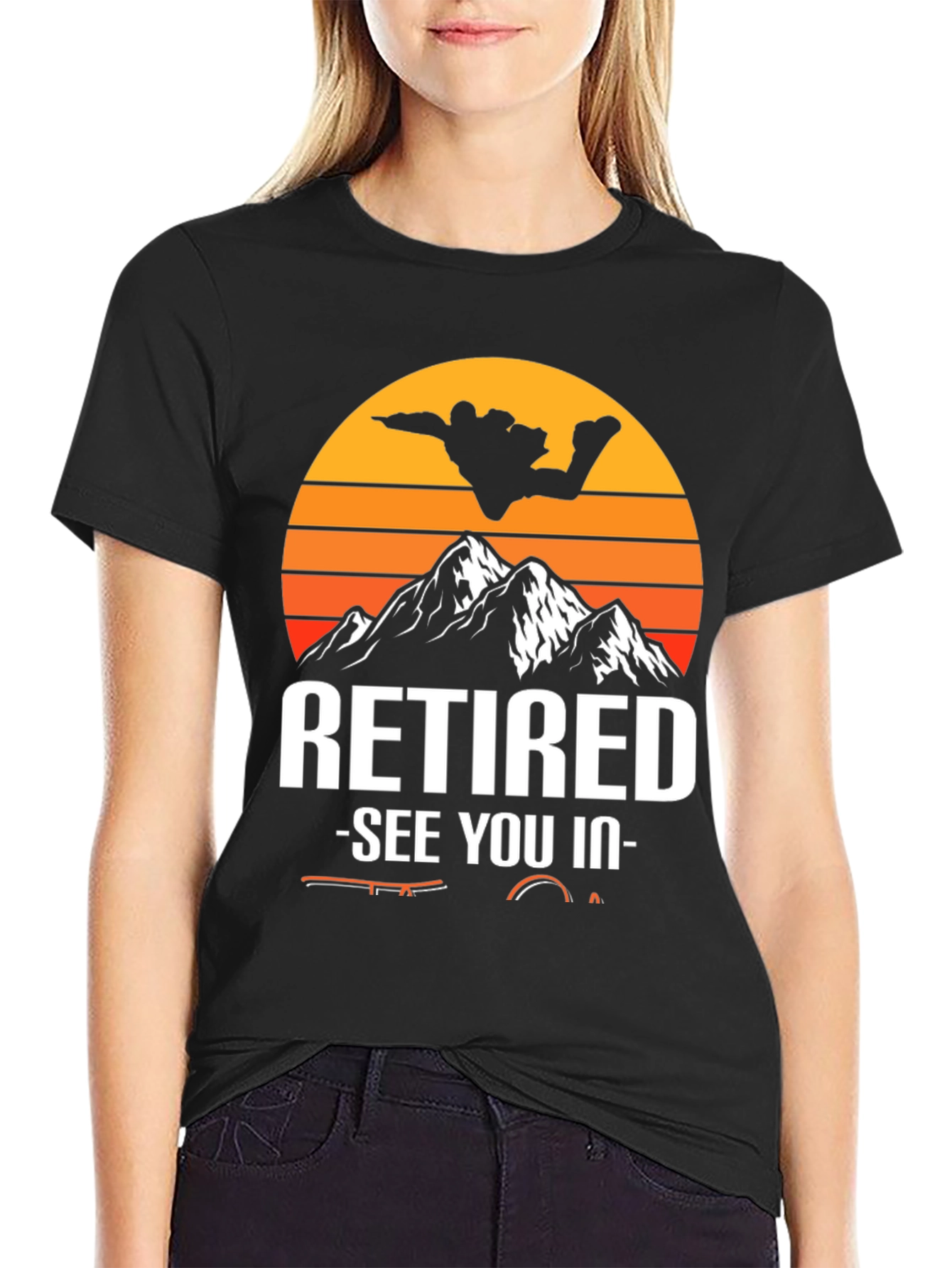 Black Retired Fishing Graphic T-Shirt view 2