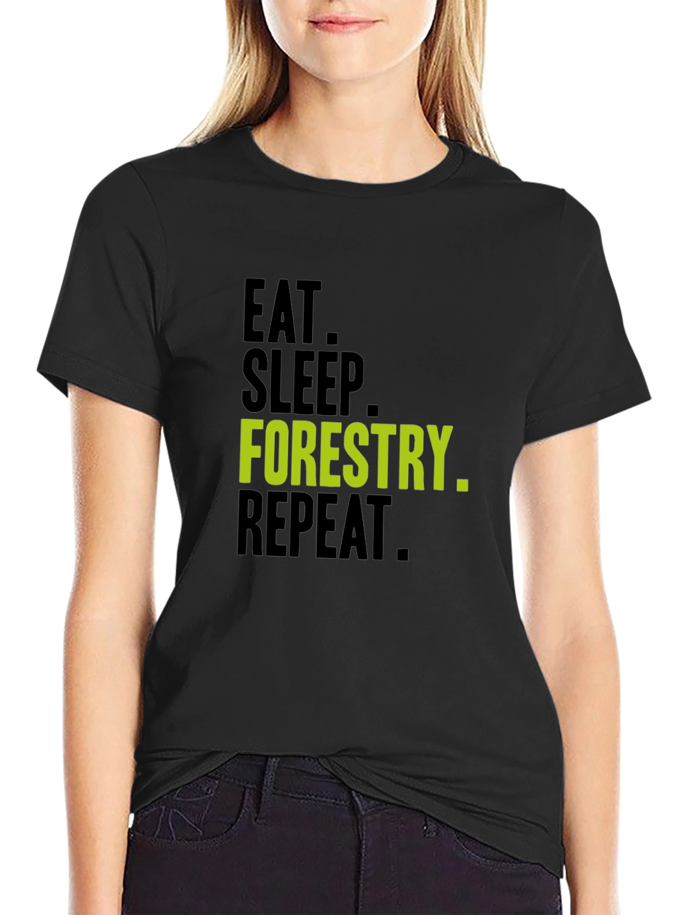 Black Eat Sleep Forestry Repeat T-Shirt view 2