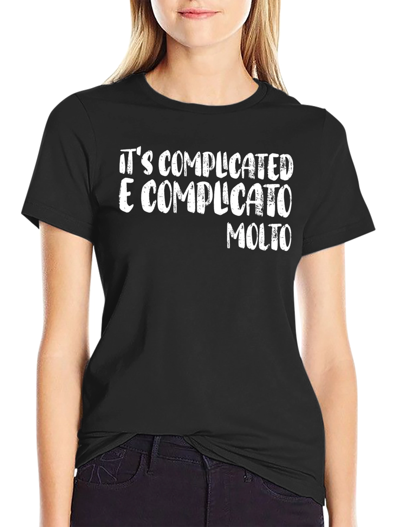 Black It's Complicated Italian T-Shirt view 2