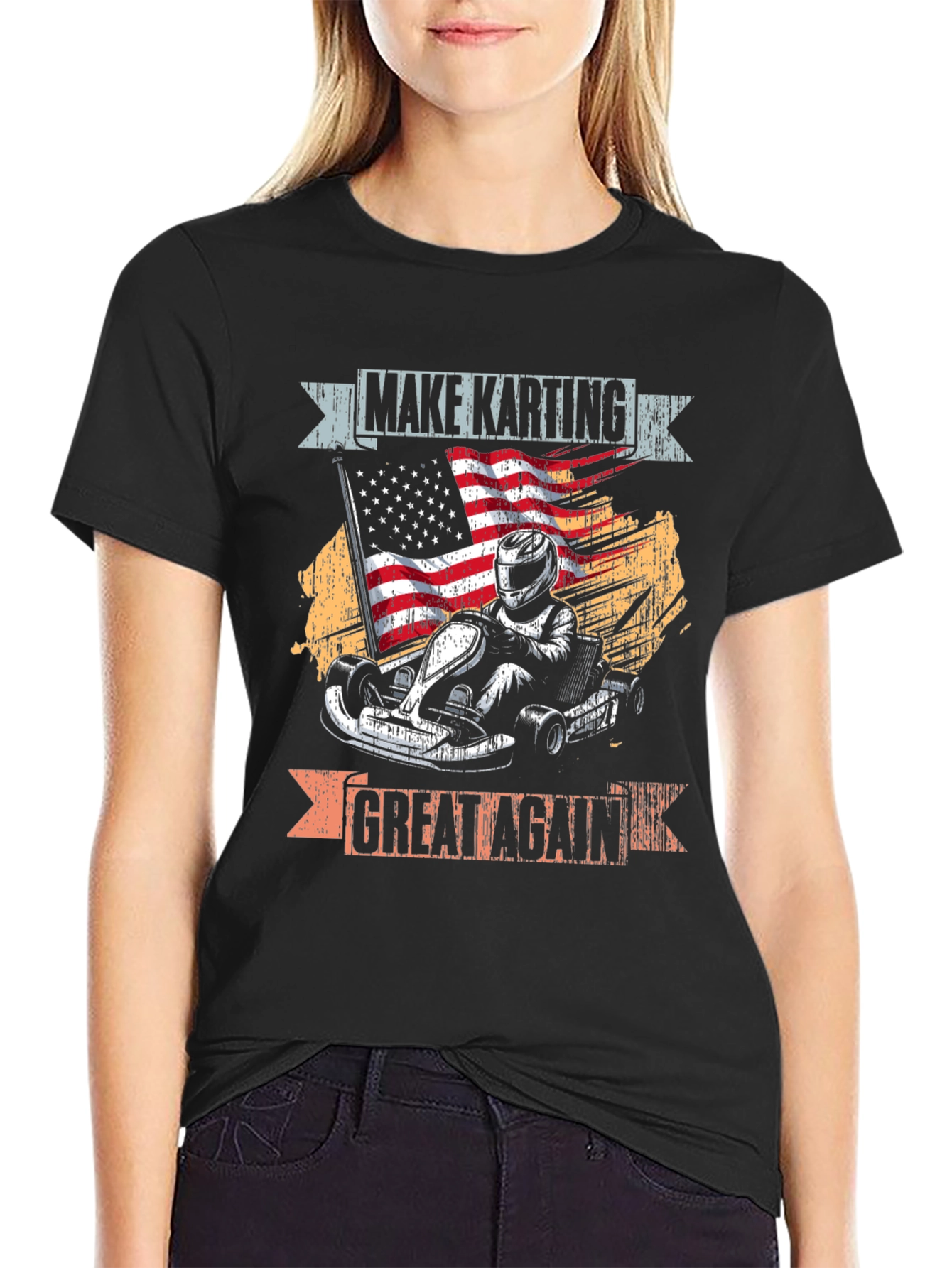 Black Make Karting Great Again Graphic Tee view 2