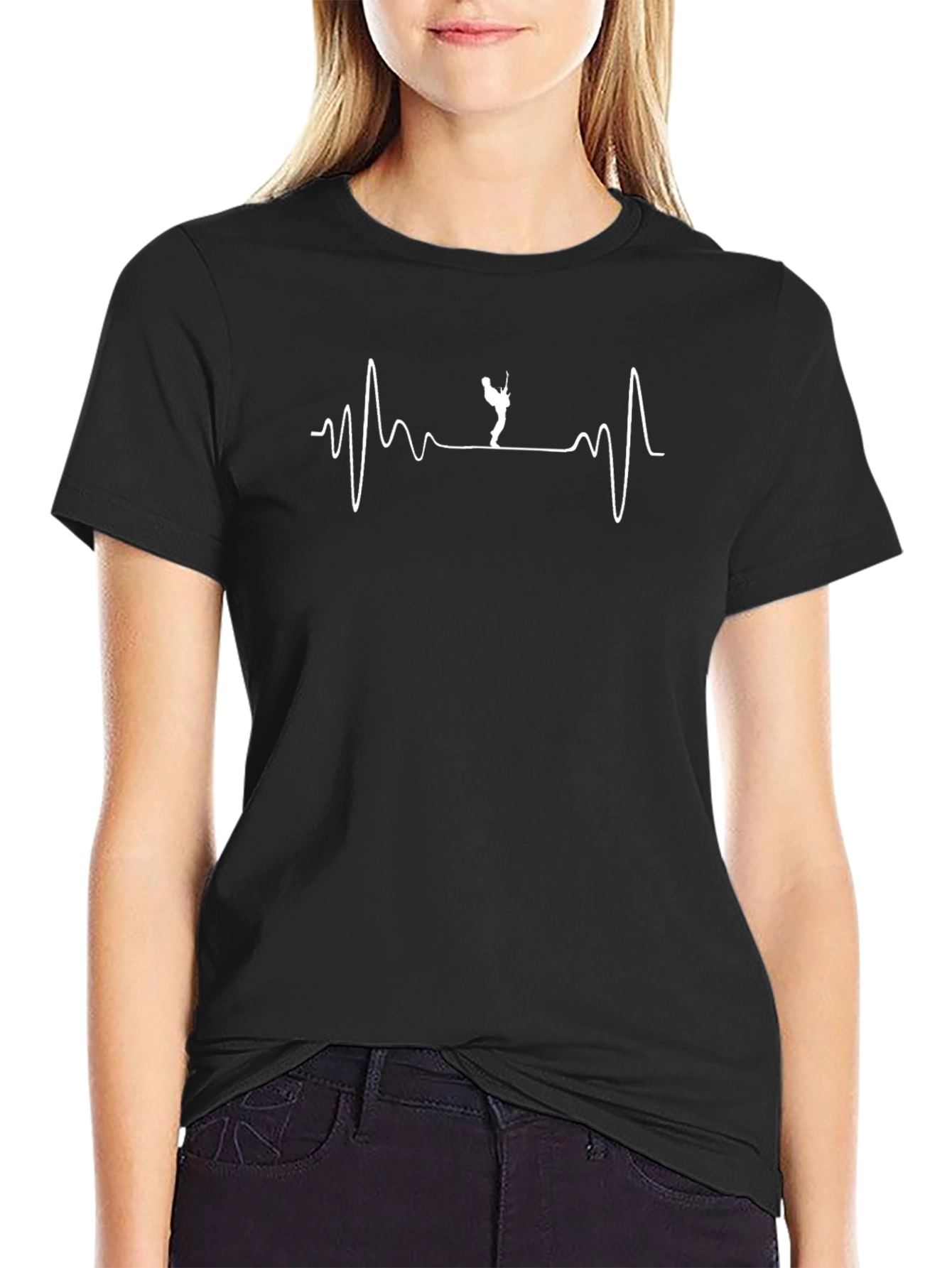 Black Guitar Heartbeat T-Shirt - Musician's Life view 2