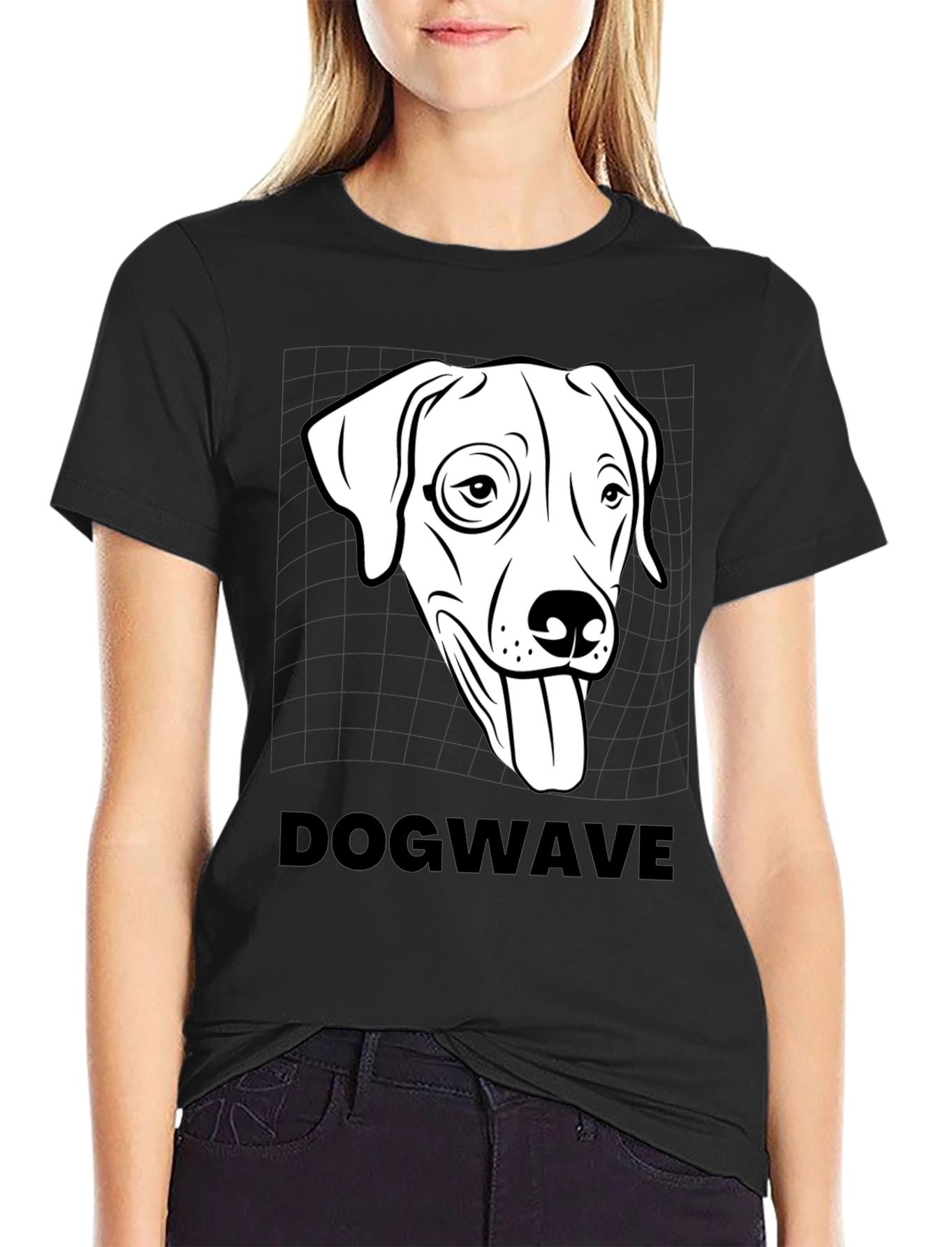 Black Dogwave Graphic Tee - Cool Canine T-Shirt view 2
