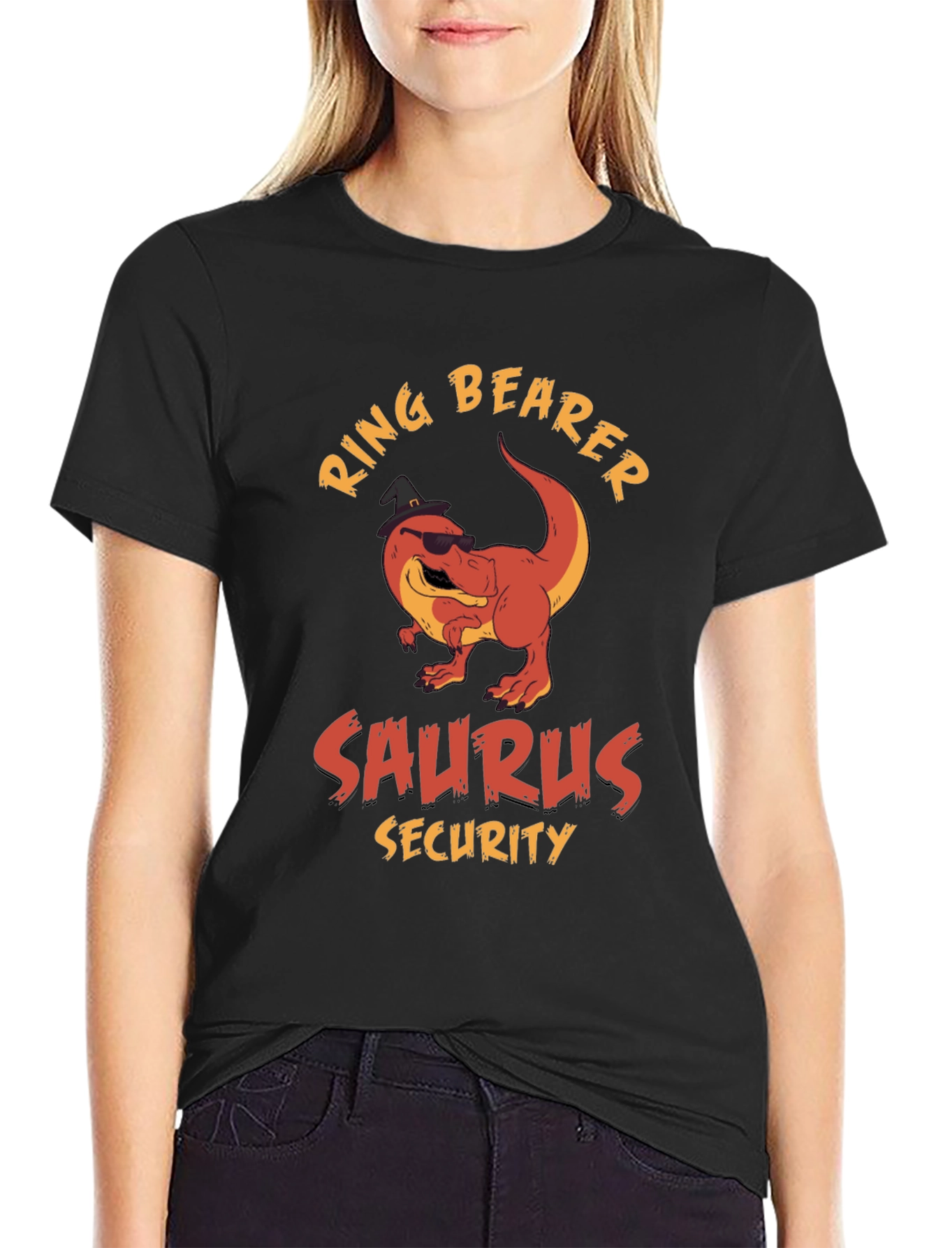 Black Ring Bearer Saurus Security T-Shirt view 2