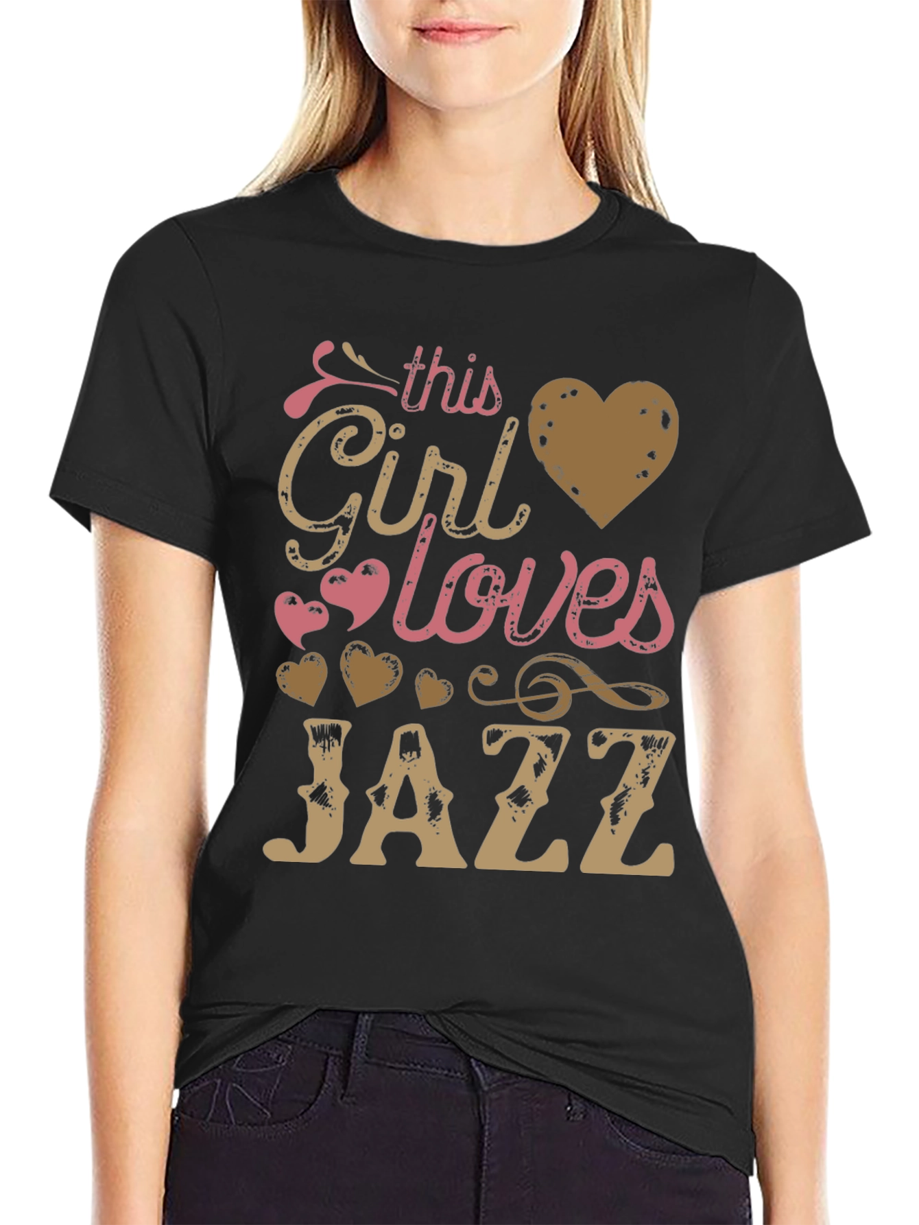 Black This Girl Loves Jazz T-Shirt - Music Lover Tee view 2