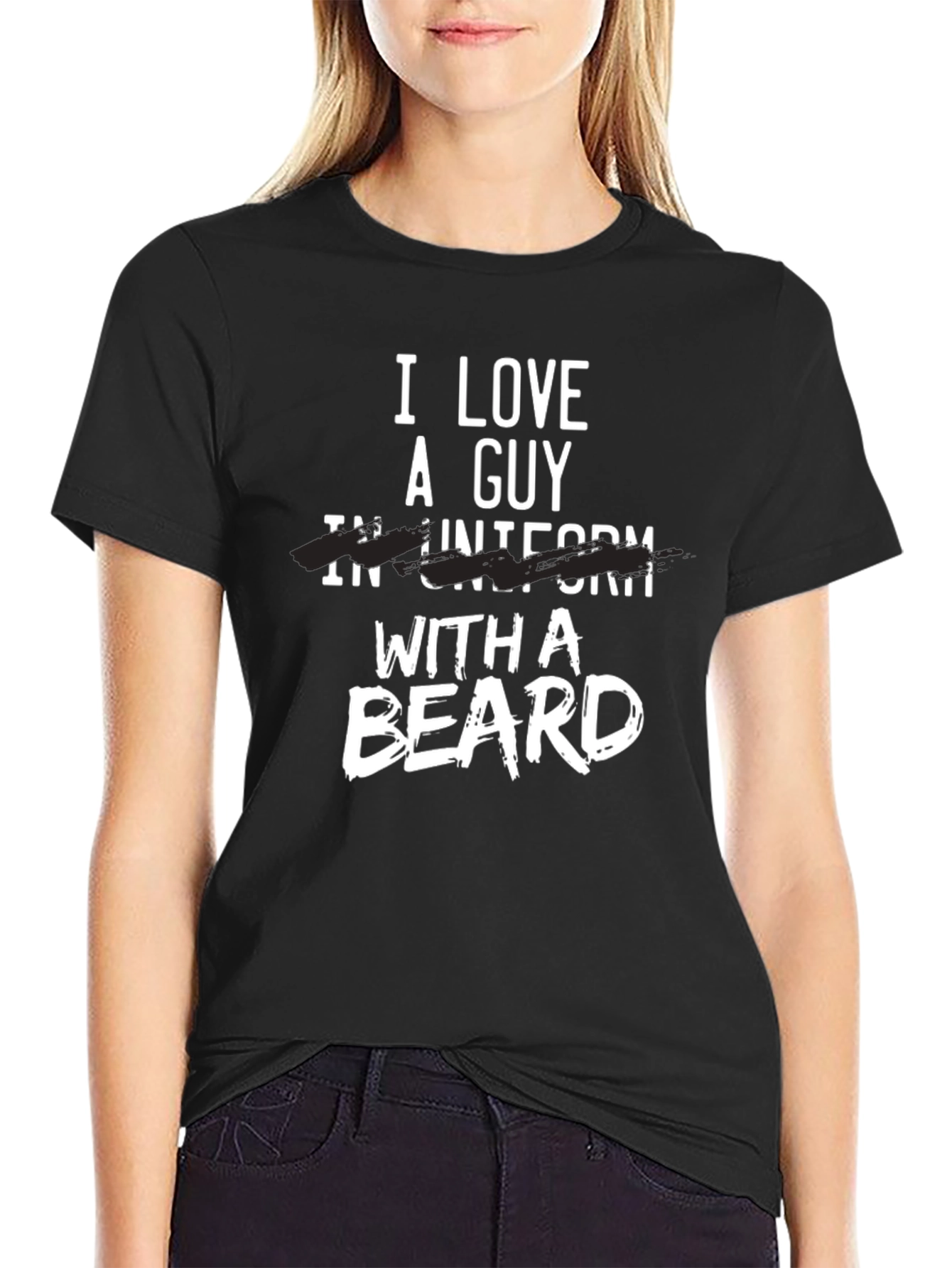 Black I Love A Guy With A Beard T-Shirt view 2
