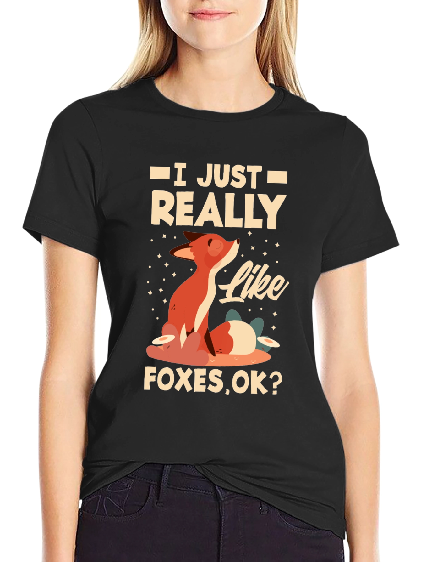 Black I Just Really Like Foxes T-Shirt view 2
