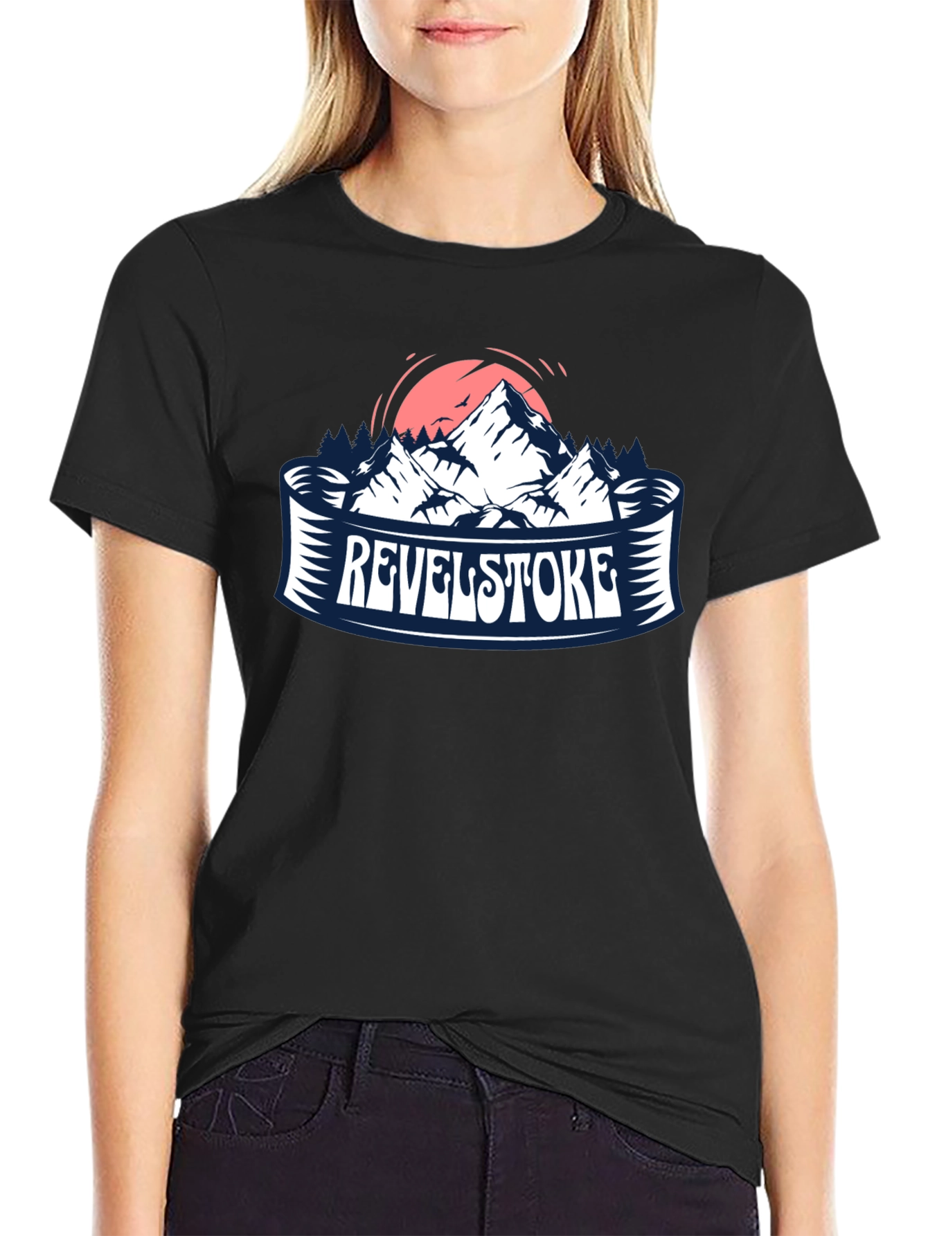Black Revelstoke Mountain Graphic T-Shirt view 2