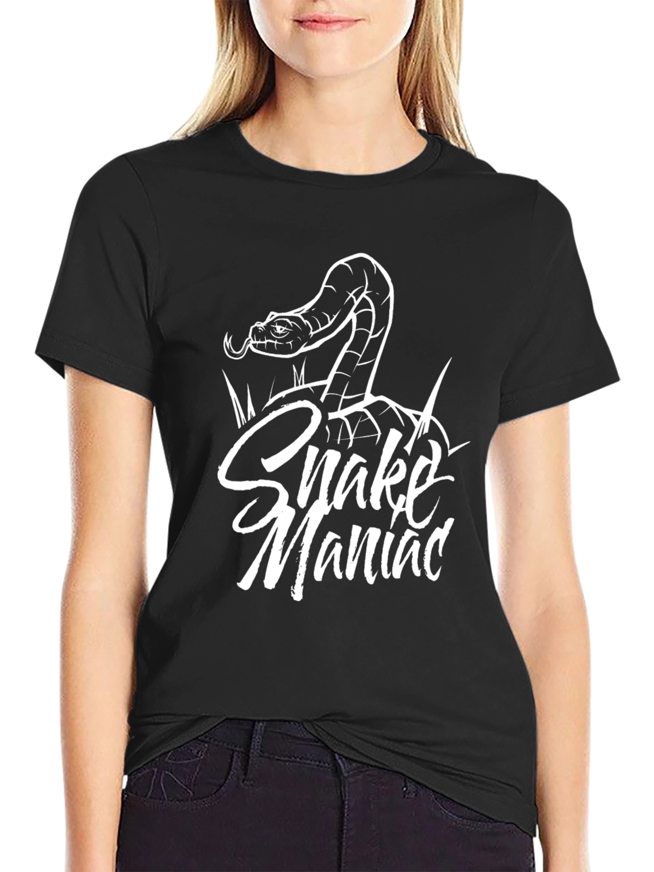 Black Snake Maniac Graphic Black T-Shirt view 2