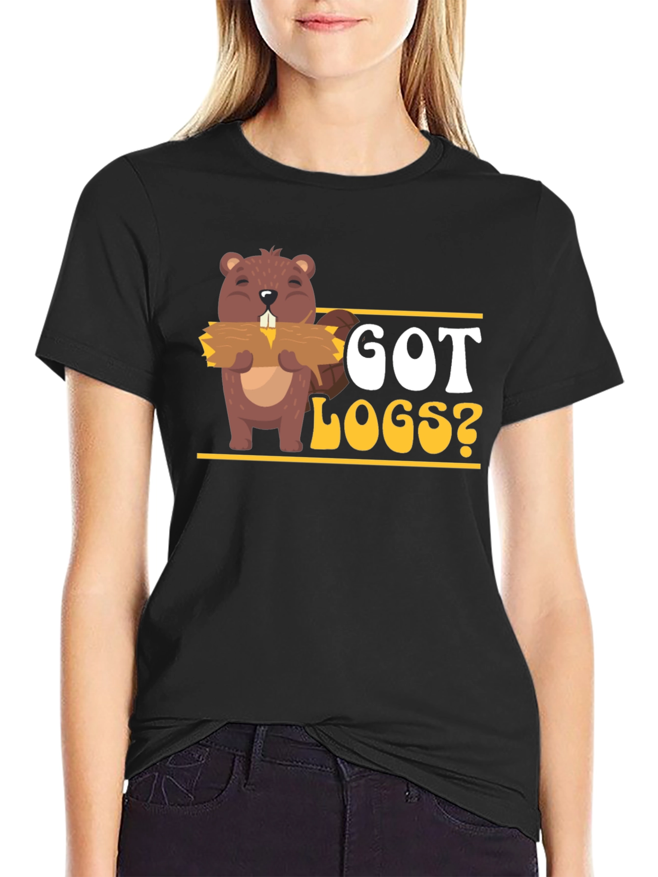 Black Got Logs? Beaver Graphic T-Shirt view 2