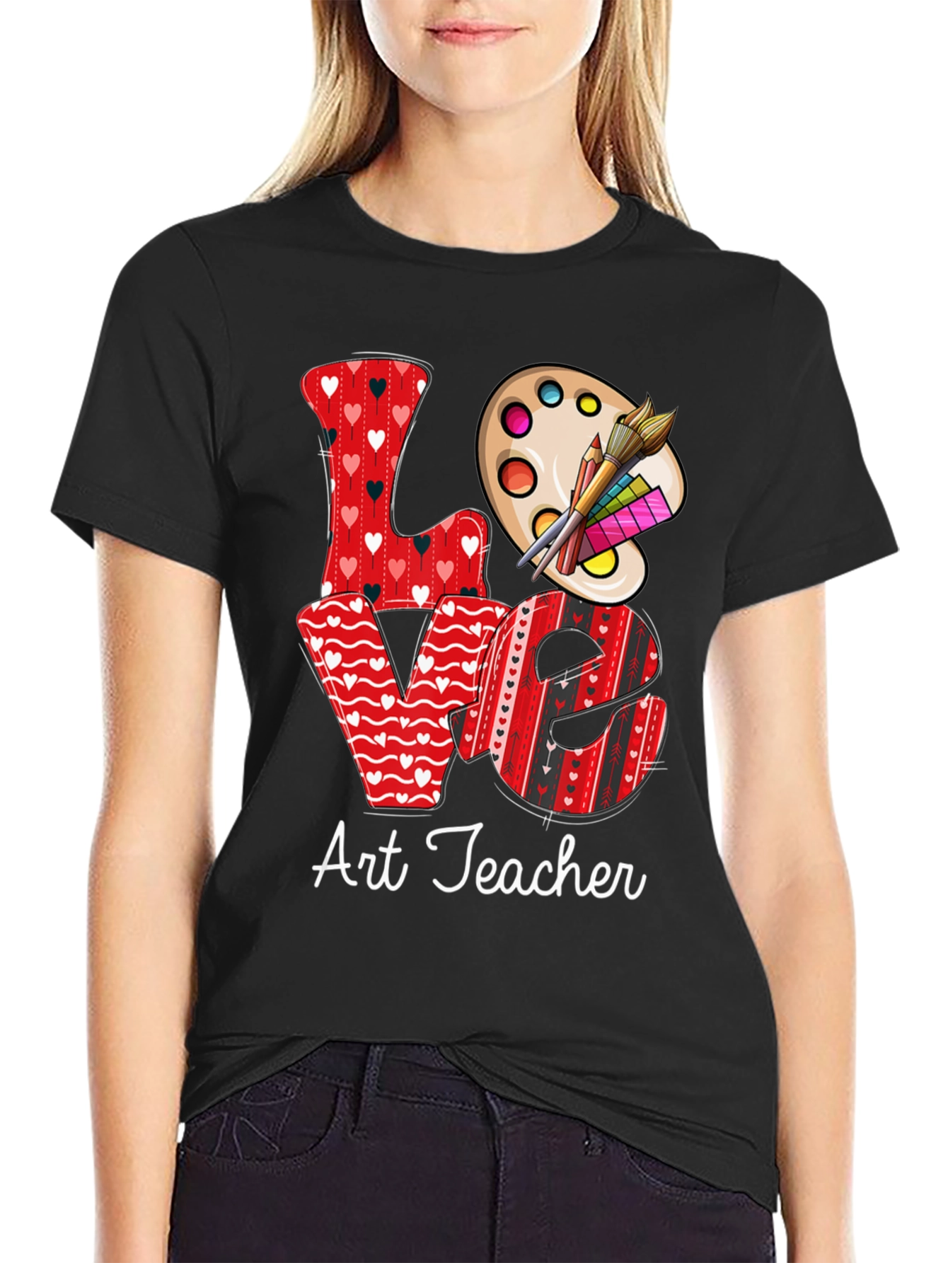 Black Love Art Teacher Graphic Tee view 2