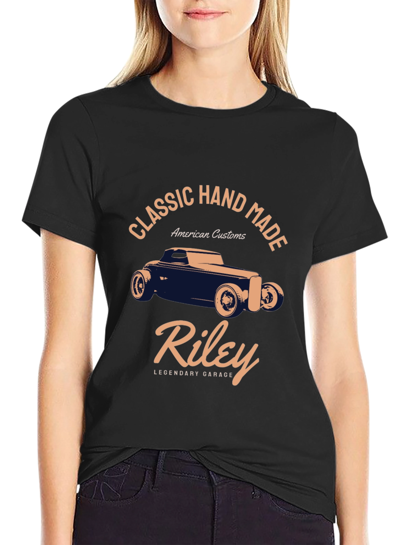 Black Classic Car T-Shirt - Riley Legendary Garage view 2