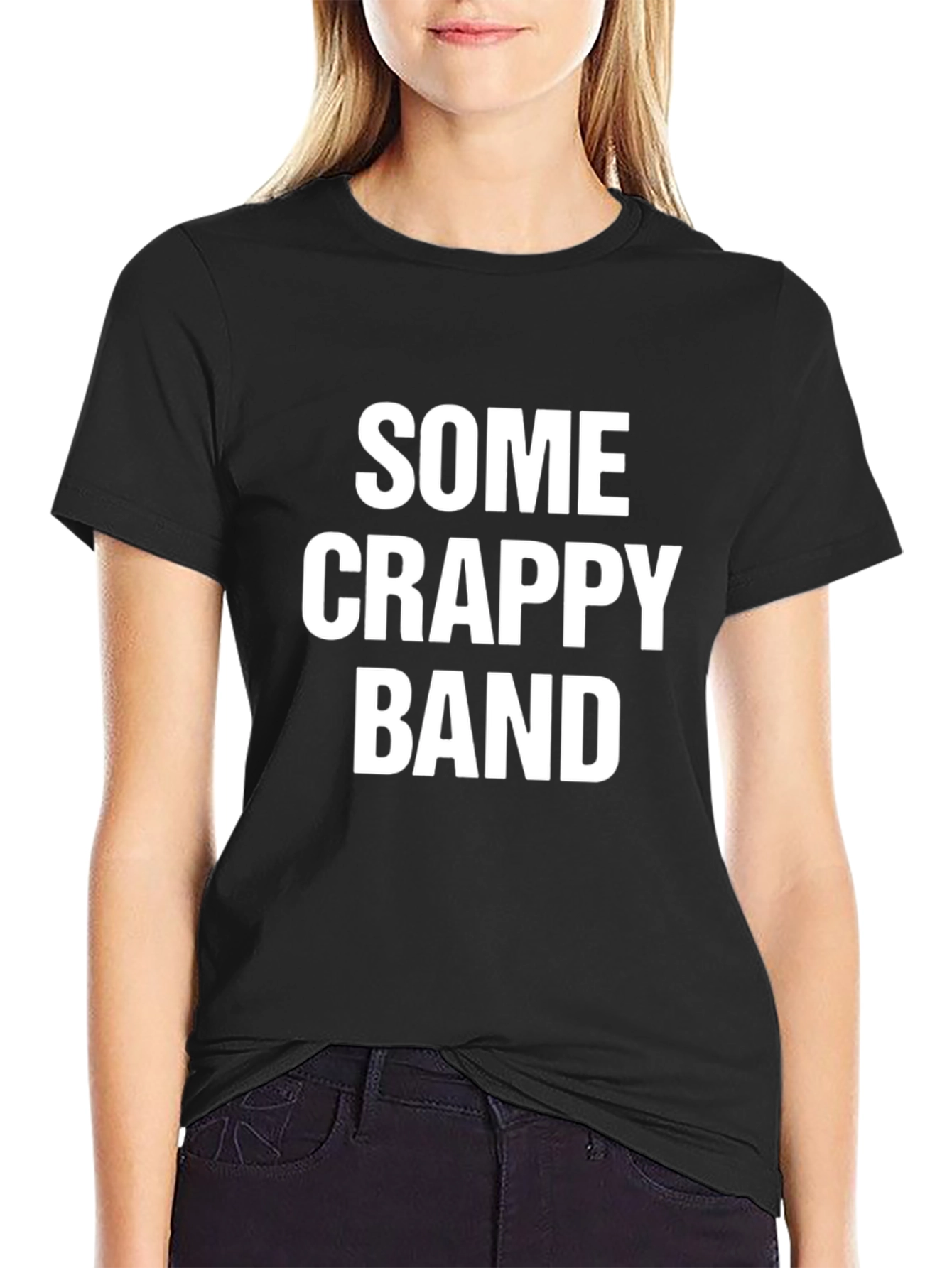 Black Some Crappy Band T-Shirt - Black Cotton Tee view 2