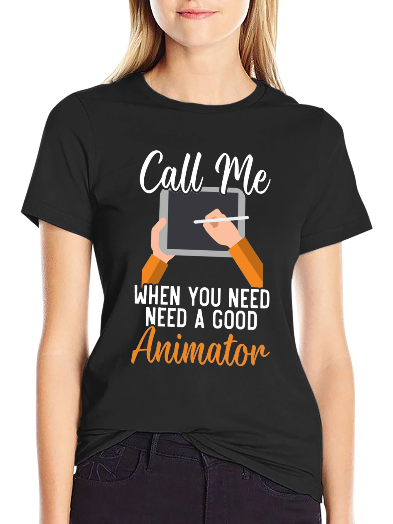 Black Call Me Animator T-Shirt - Creative Design view 2