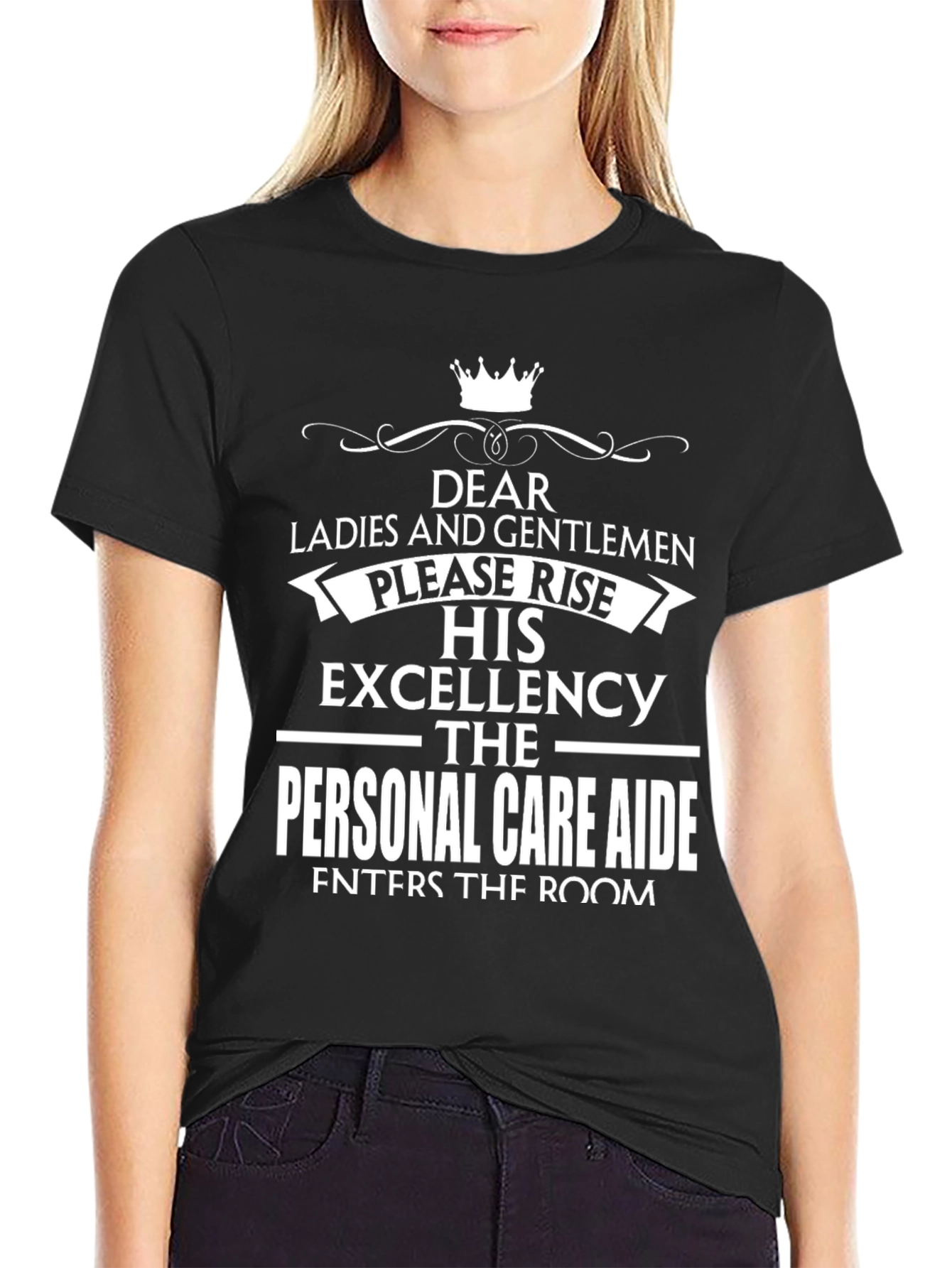 Black Personal Care Aide Excellence T-Shirt view 2
