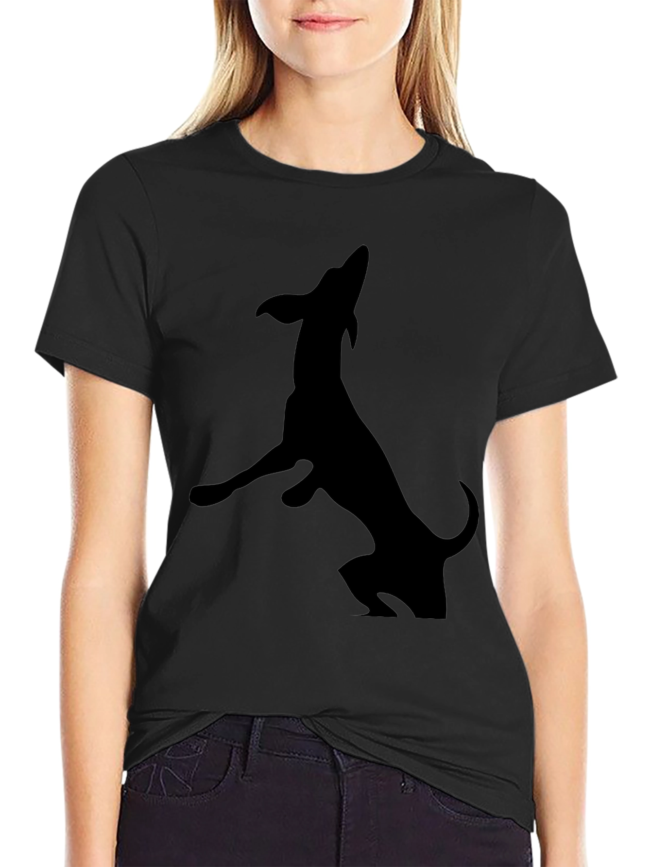 Black Black Dachshund Silhouette Graphic Tee view 2