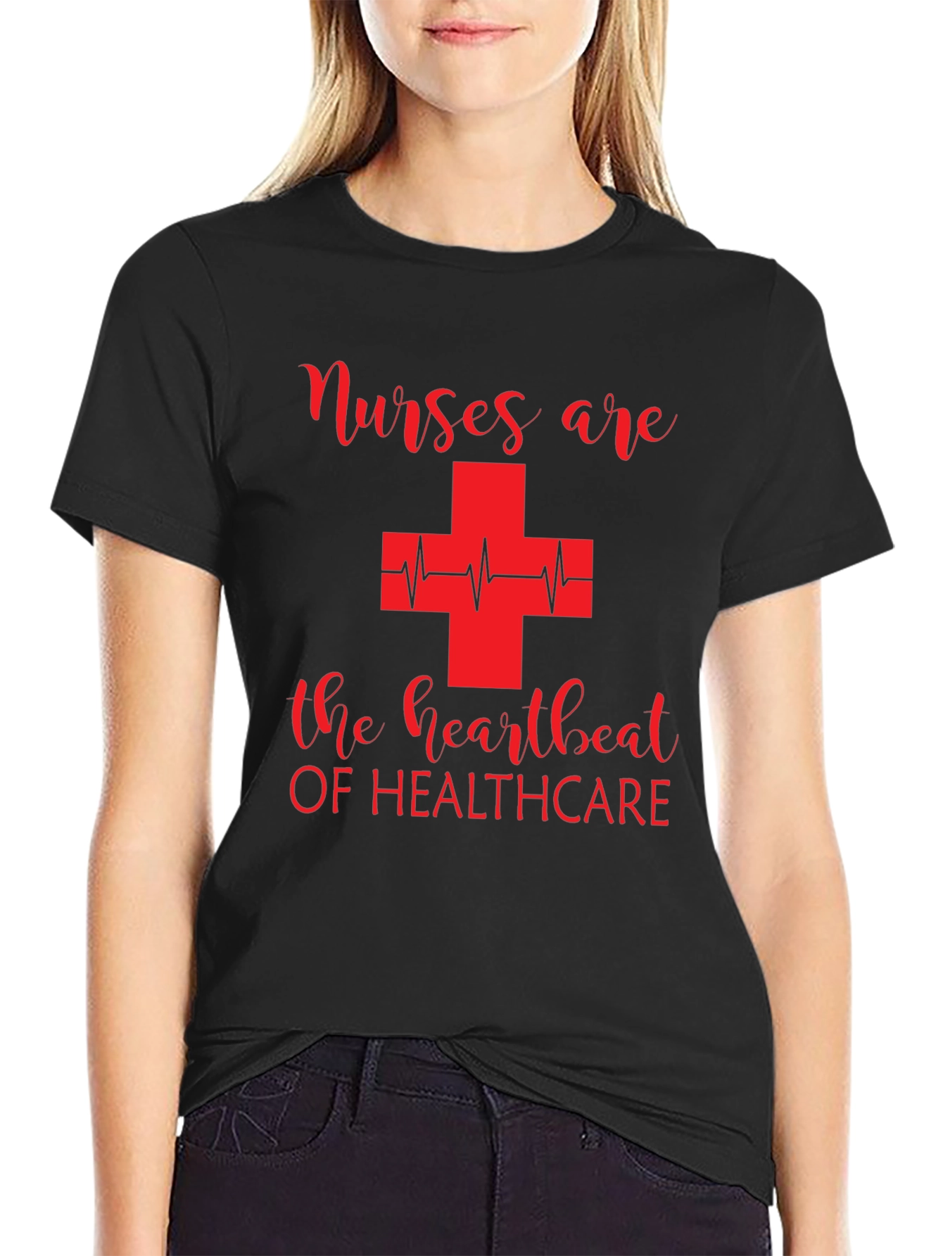 Black Nurses are the Heartbeat of Healthcare T-Shirt view 2