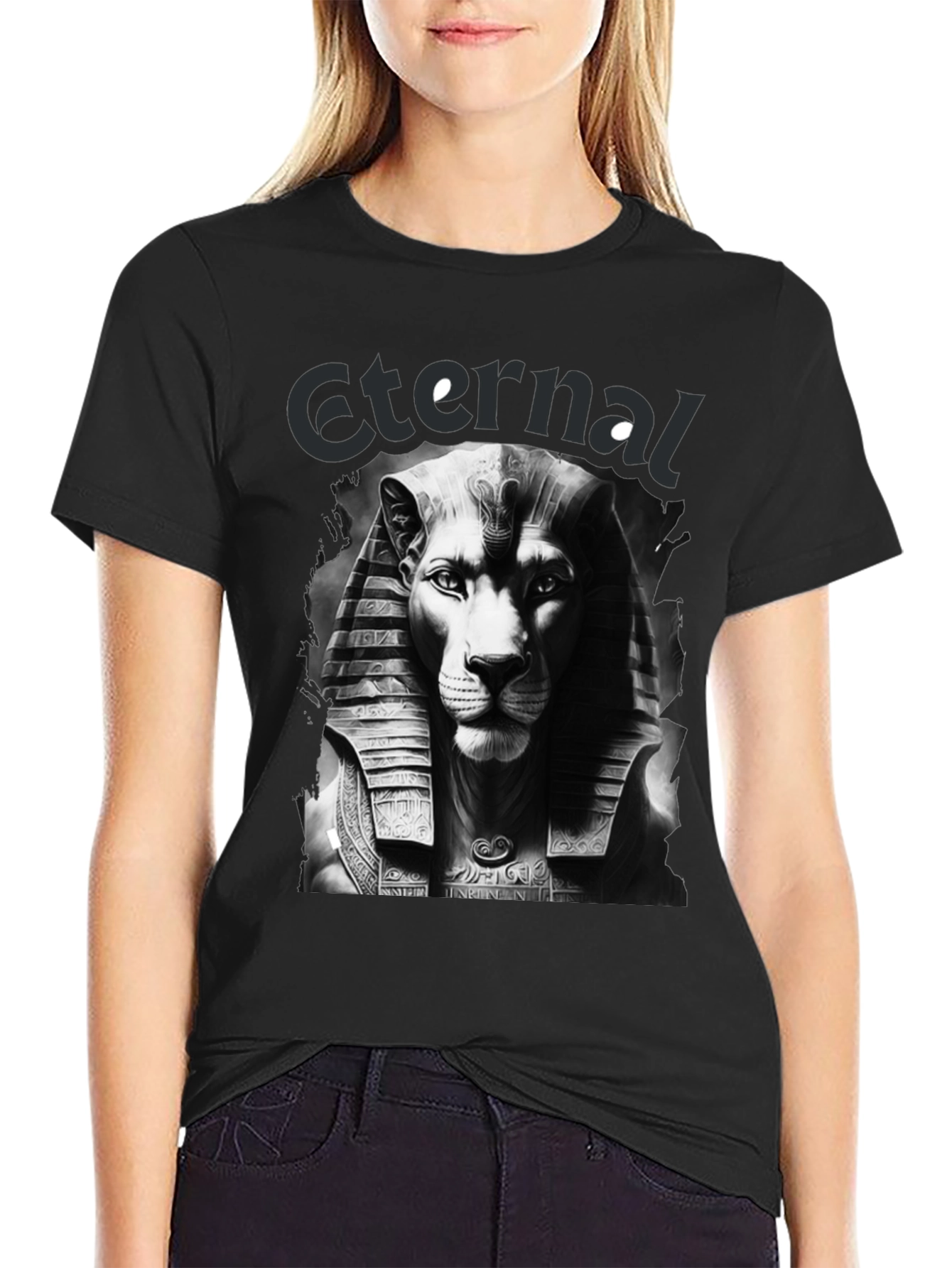 Black Eternal Lion Pharaoh Black Graphic Tee view 2