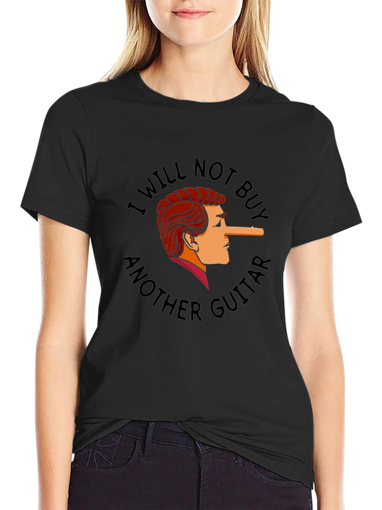 Black I Will Not Buy Another Guitar Funny T-Shirt view 2