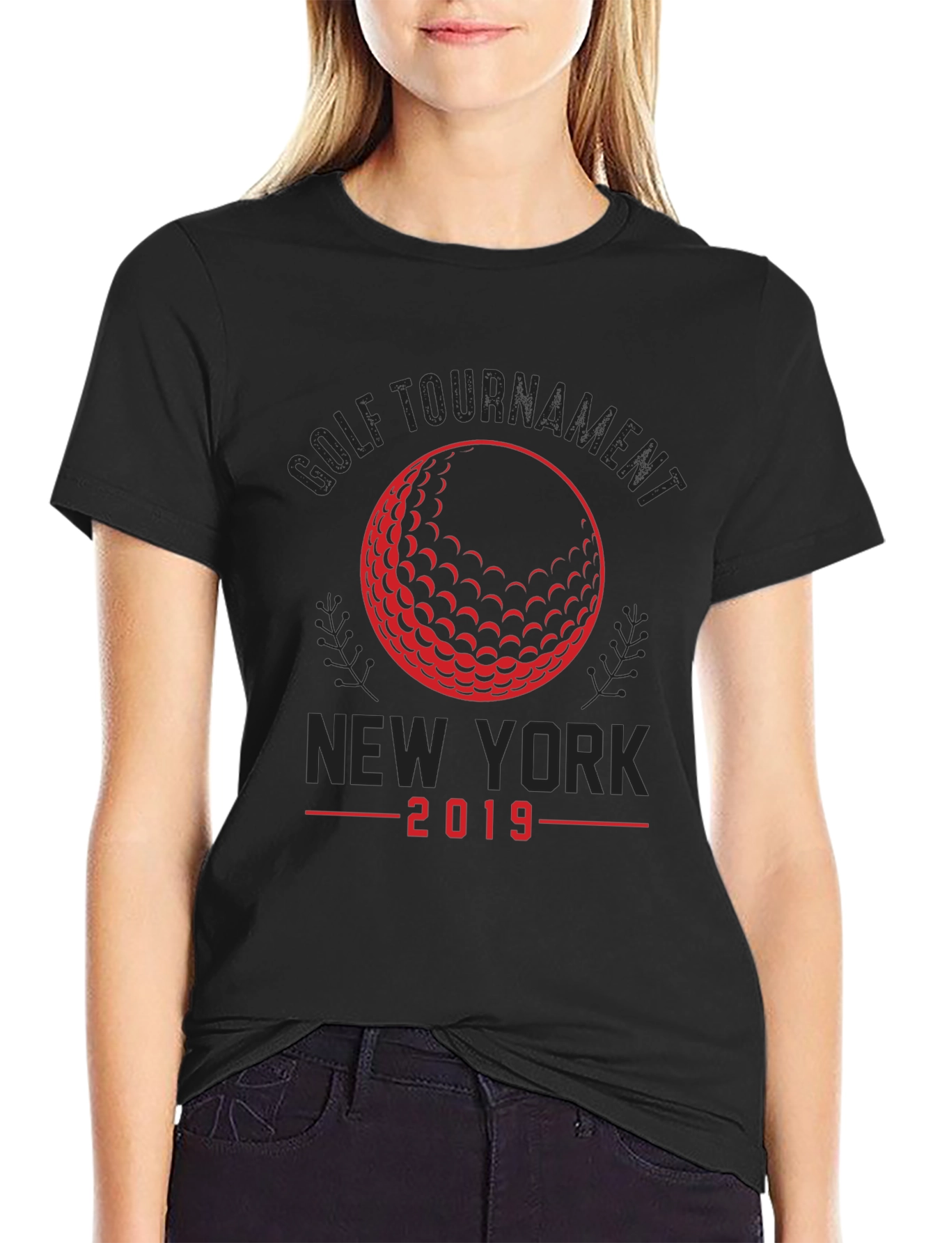 Black Golf Tournament New York 2019 Black T-Shirt view 2