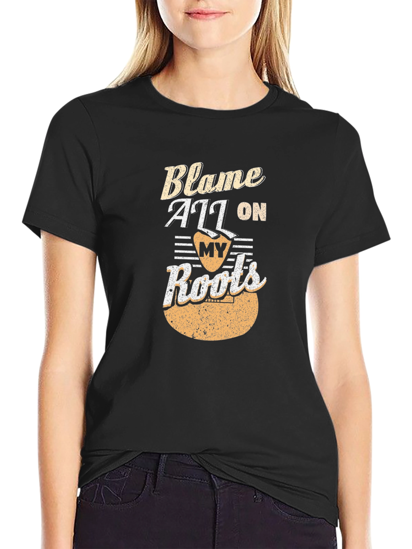 Black Blame All On My Roots Graphic Tee view 2