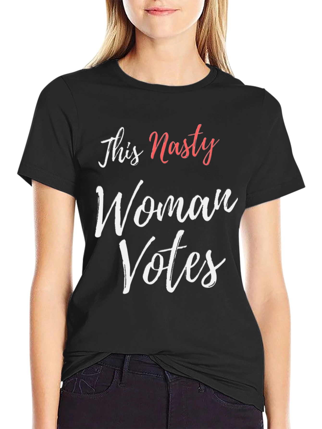 Black This Nasty Woman Votes T-Shirt - Black Political Tee view 2