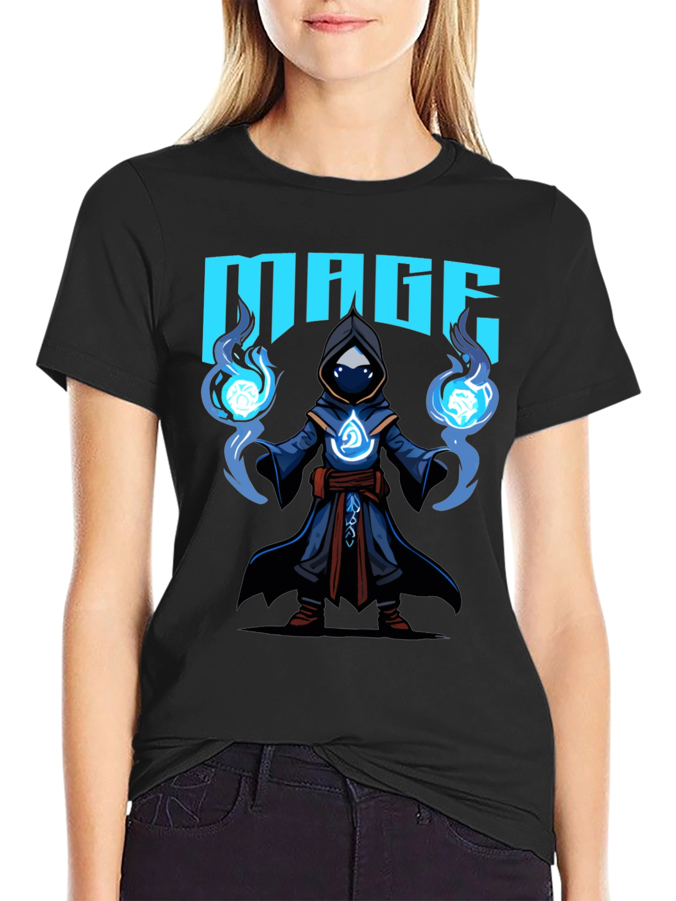 Black Mage Graphic T-Shirt - Black Cotton Tee view 2