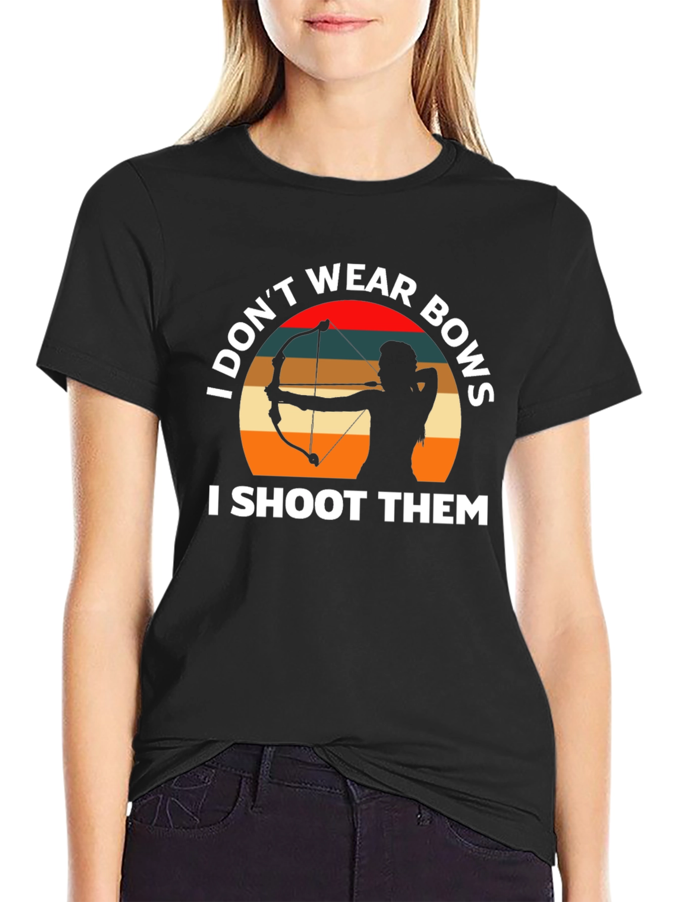 Black Archery Bows T-Shirt - I Don't Wear Bows, I Shoot Them view 2