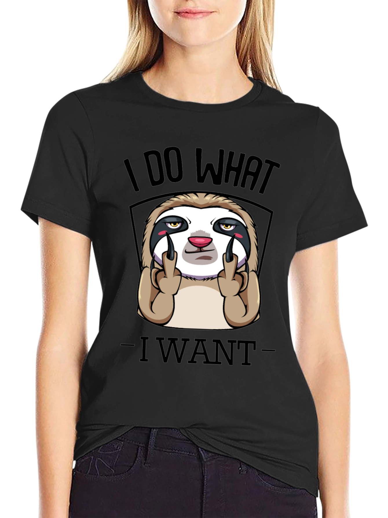 Black I Do What I Want Sloth Graphic Tee view 2