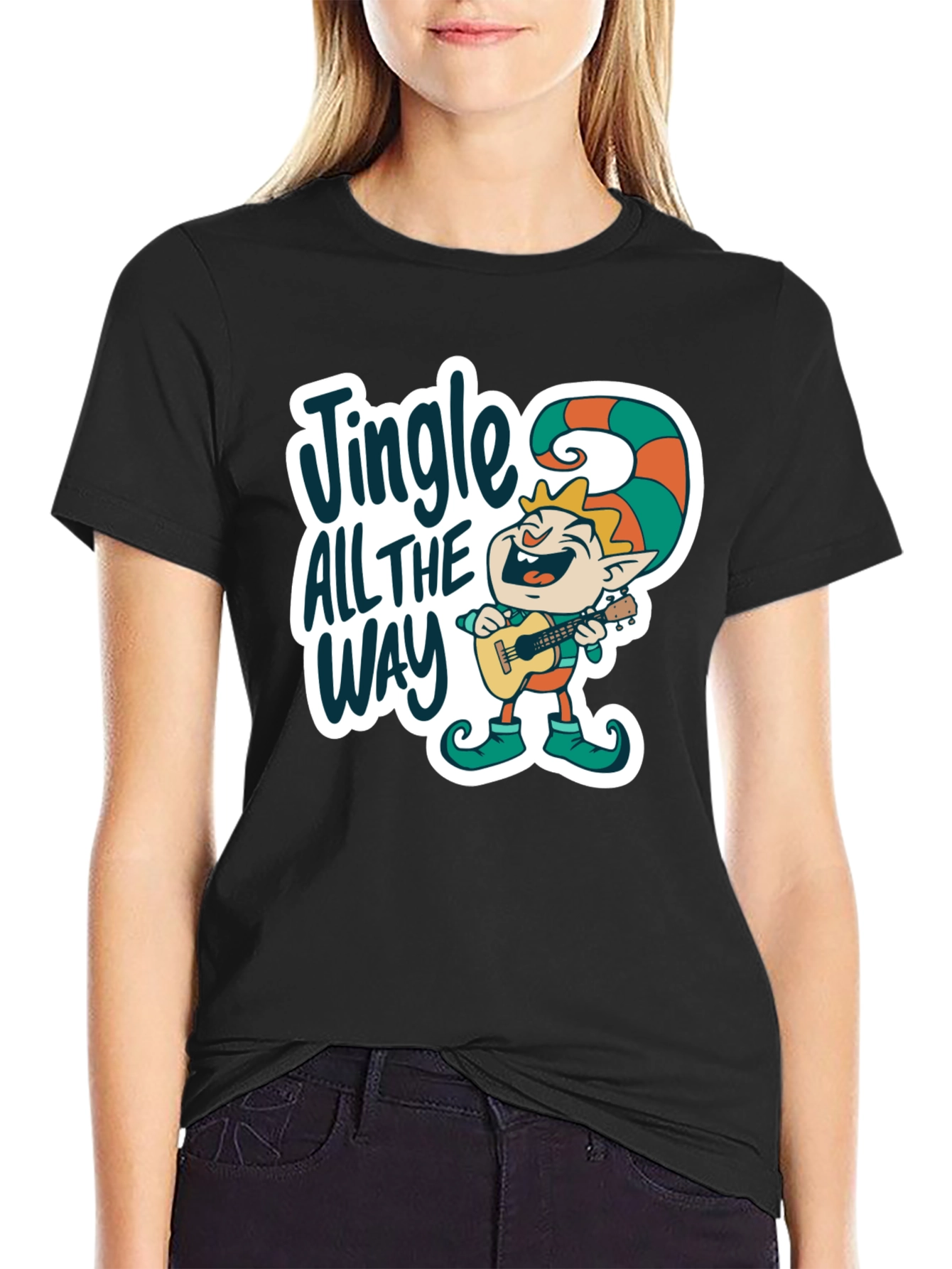 Black Jingle All The Way Elf T-Shirt view 2