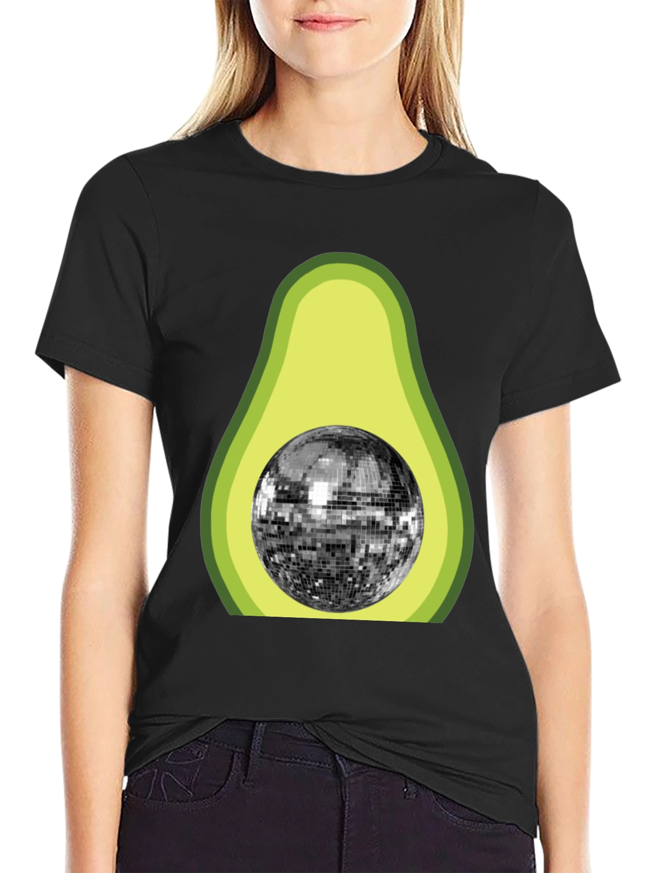 Black Avocado Disco Ball Graphic T-Shirt view 2