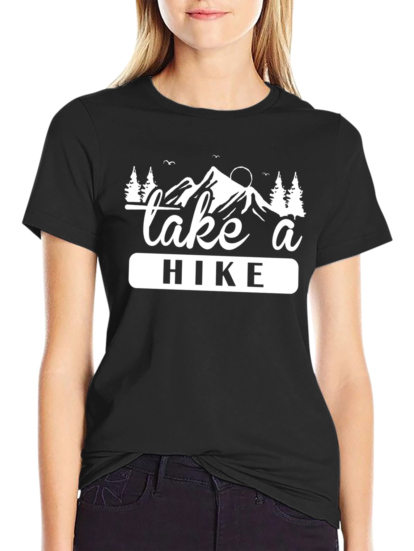 Black Take a Hike Black Graphic Tee - Mountain Adventure view 2