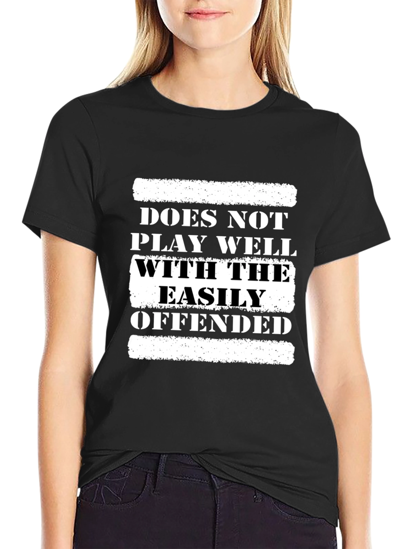Black Offensive Humor Graphic Tee - Does Not Play Well view 2