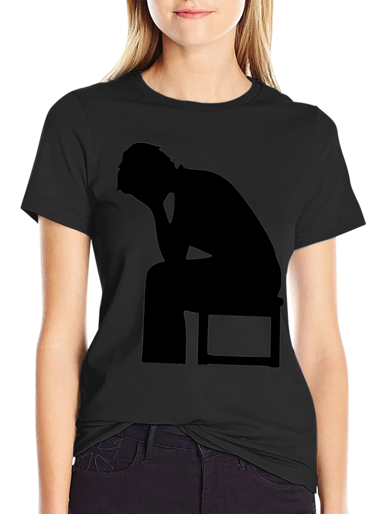 Black Silhouette T-Shirt - Thinking Man Design view 2
