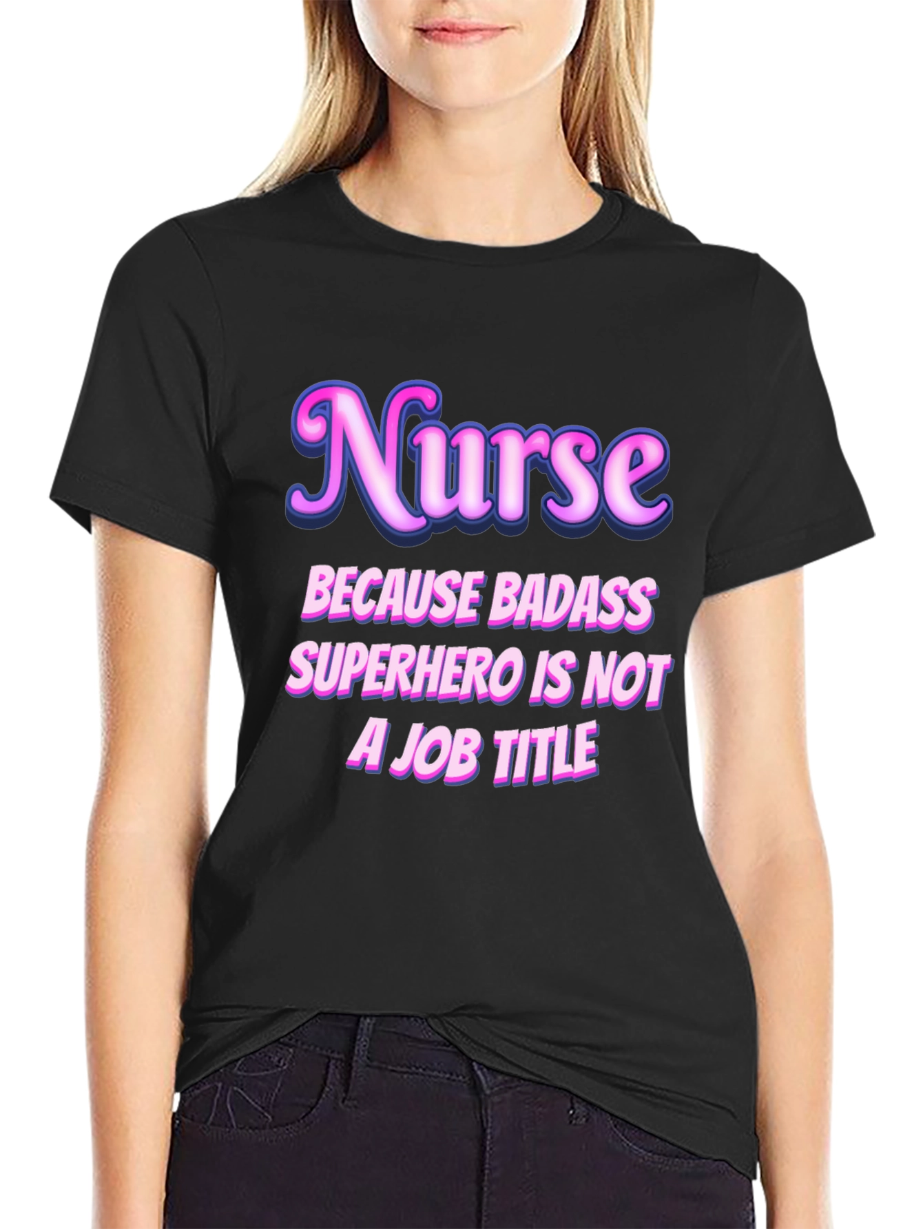 Black Nurse Badass Superhero Graphic T-Shirt view 2