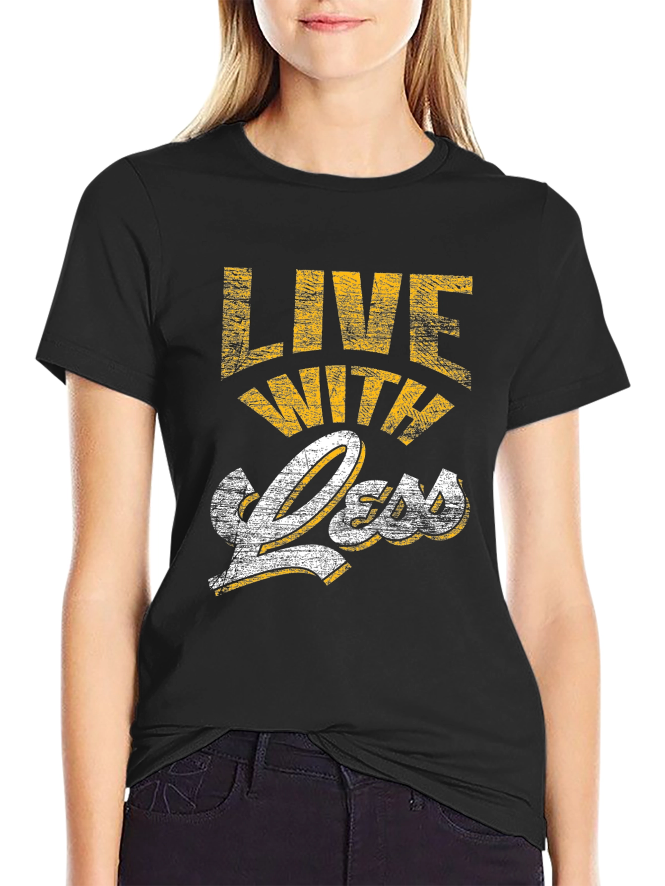 Black Live With Less Graphic Tee - Black view 2