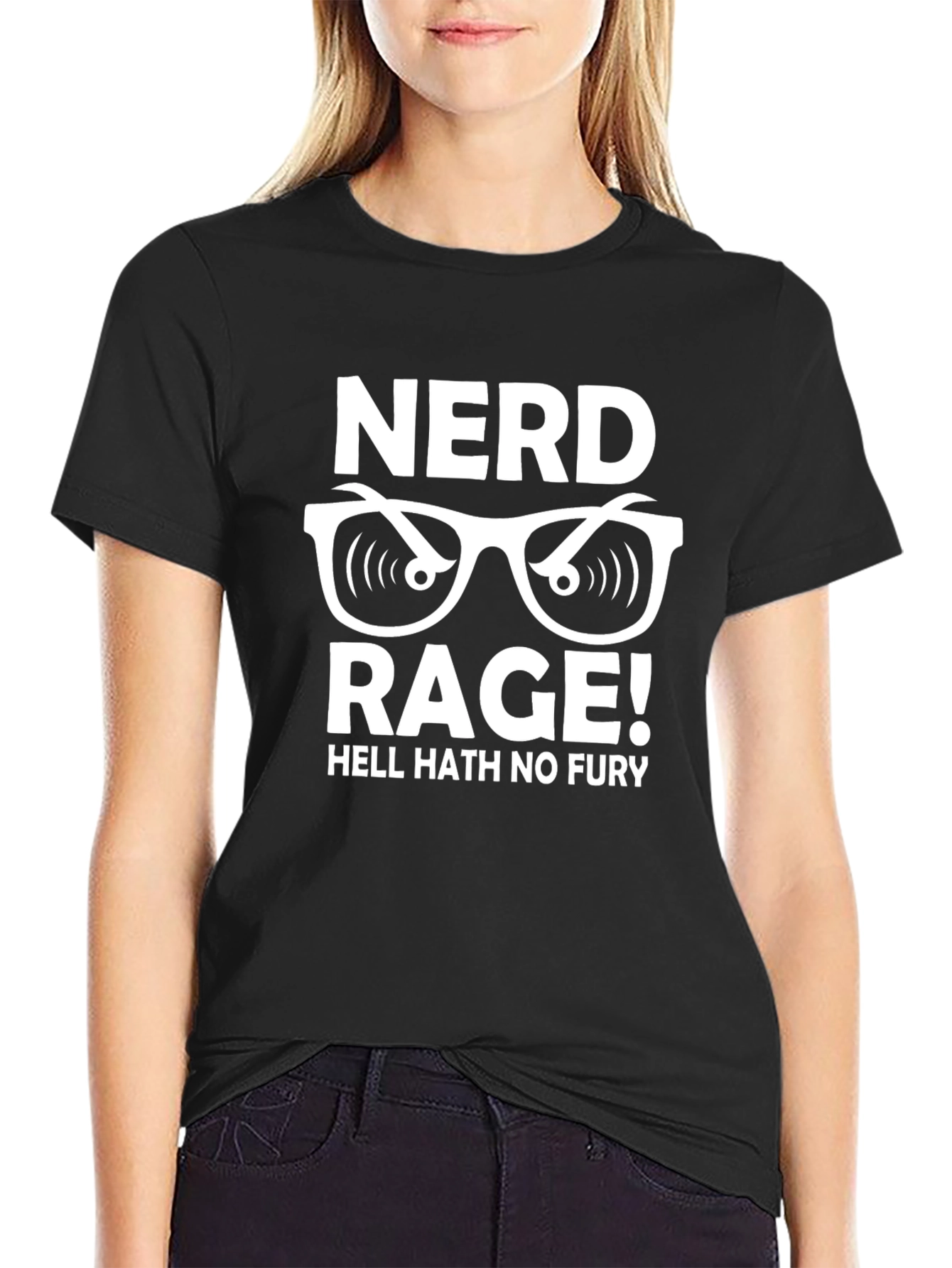 Black Nerd Rage Graphic Tee - Funny Geek Shirt view 2