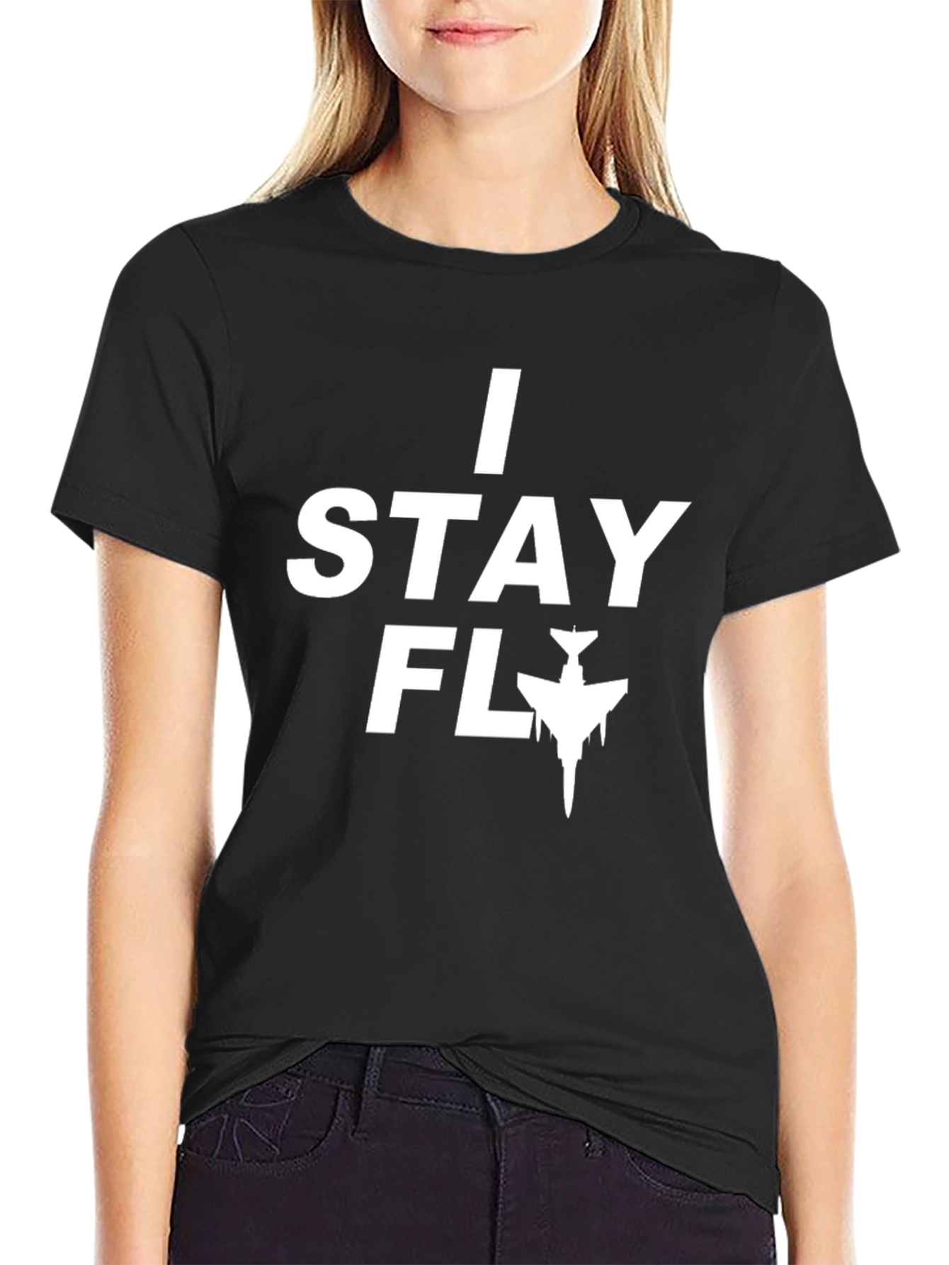 Black I Stay Fly Graphic Tee - Black Casual T-Shirt view 2