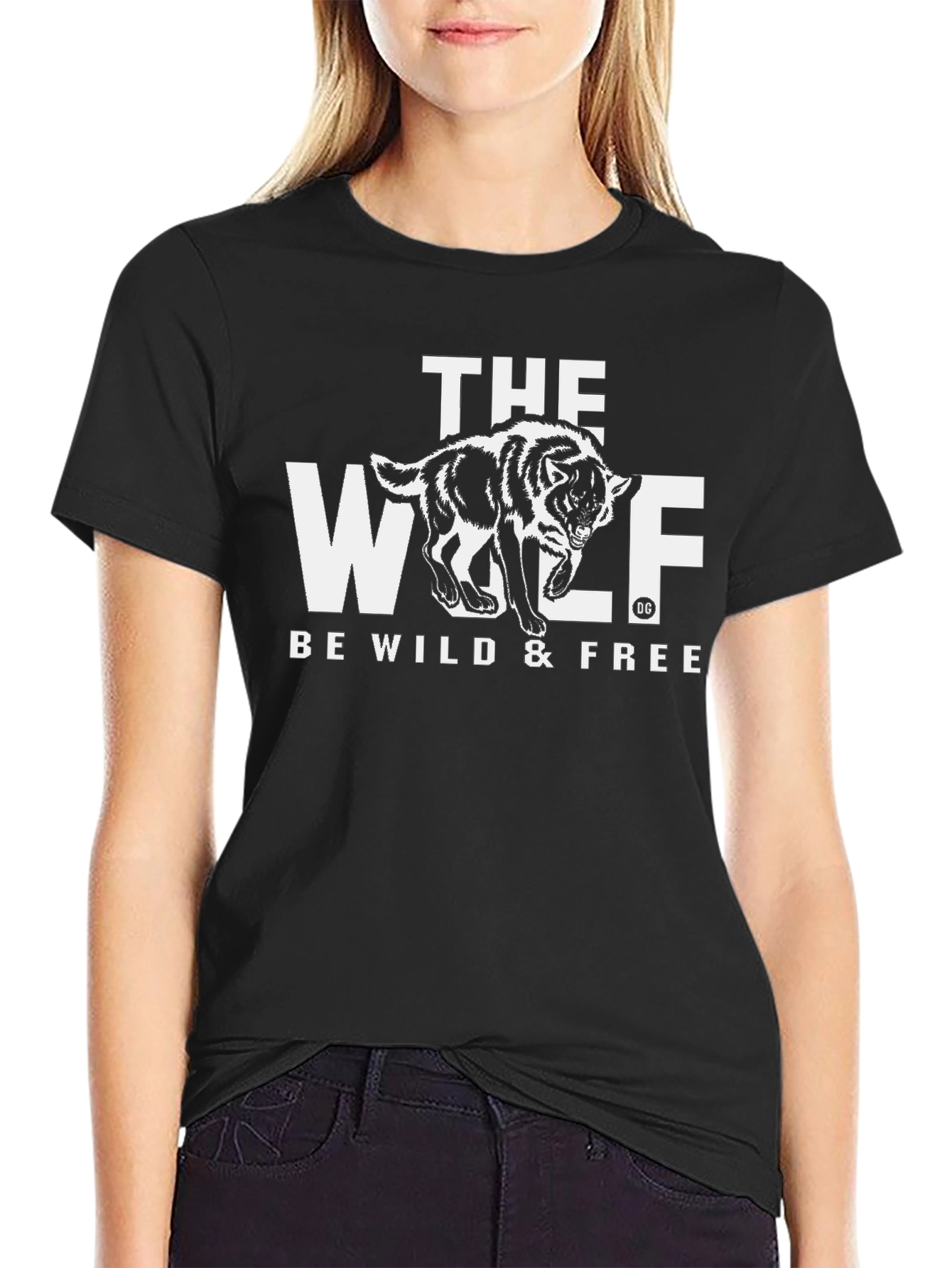 Black The Wolf Black Graphic Tee - Be Wild & Free view 2