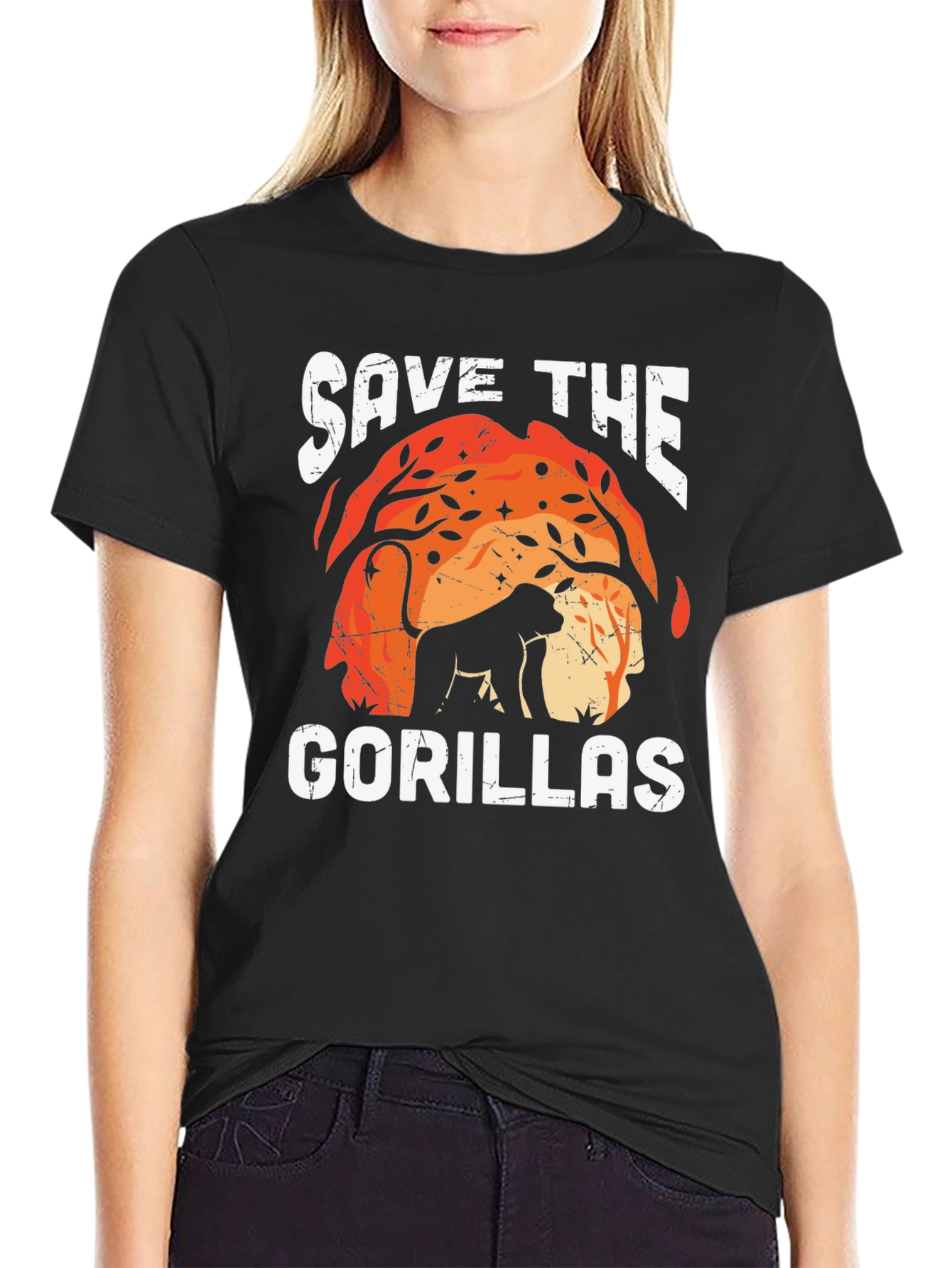 Black Save The Gorillas Graphic Tee view 2