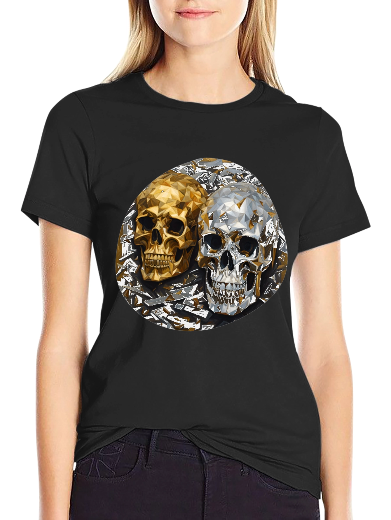 Black Skull Art Graphic Print Men's T-Shirt view 2